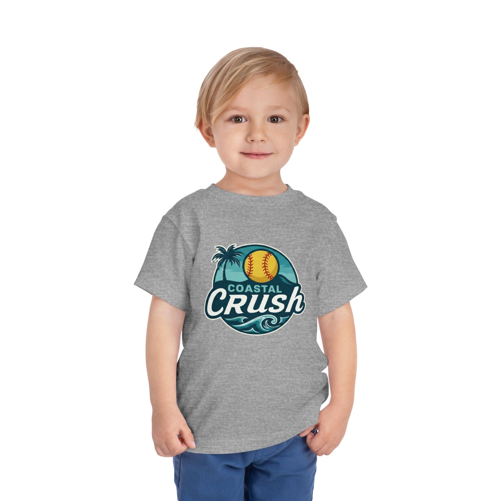 Toddler- Coastal Crush Baseball Logo Toddler Tee | Beach Palm Wave Name Number