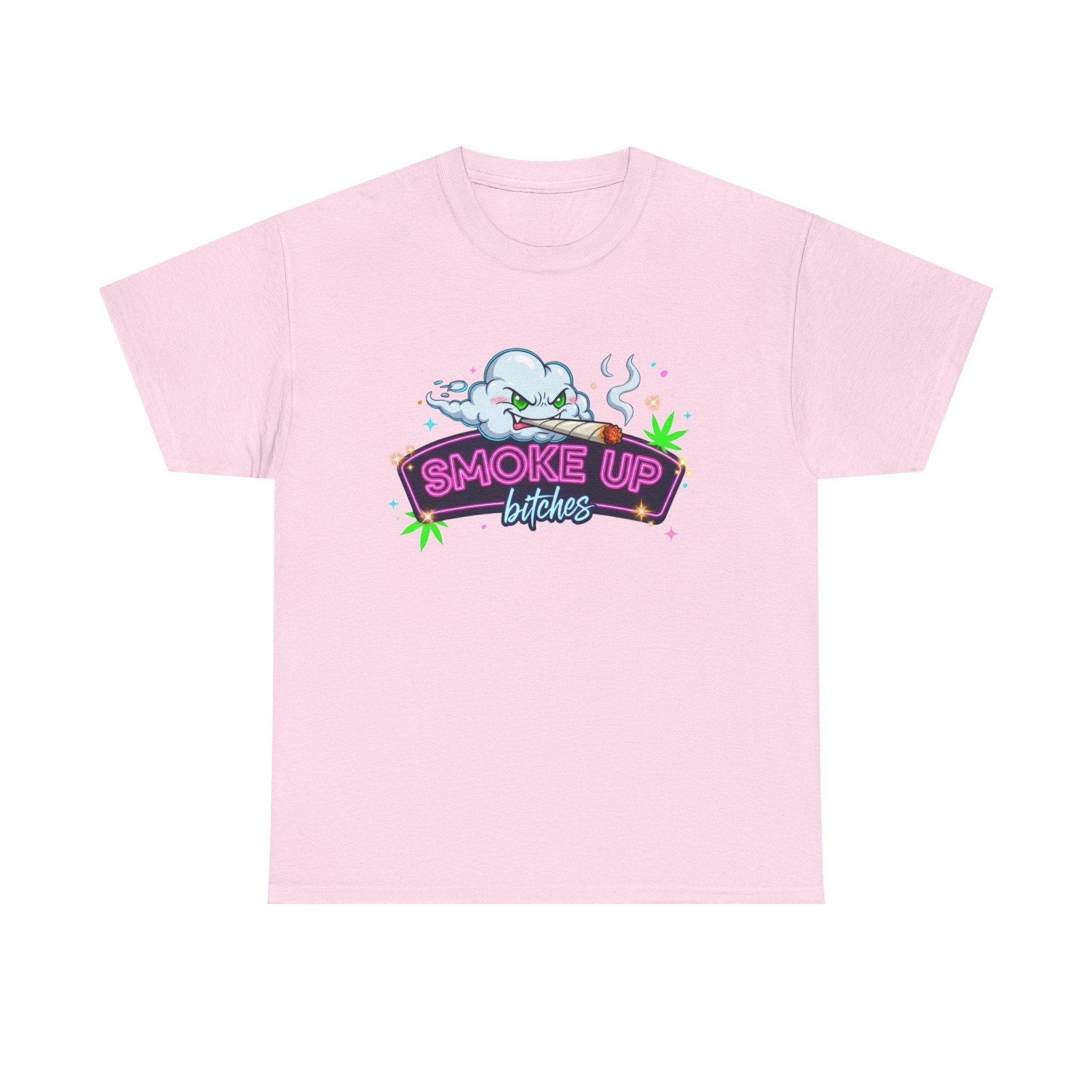 Smoke Up Bitches Retro Neon Cannabis Tee