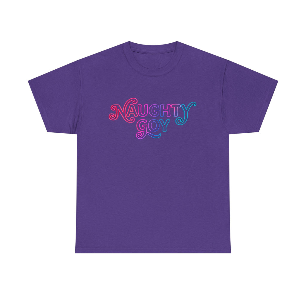 Naughty Goy Retro Script T-Shirt — Funny Goyim Vintage Typography Tee