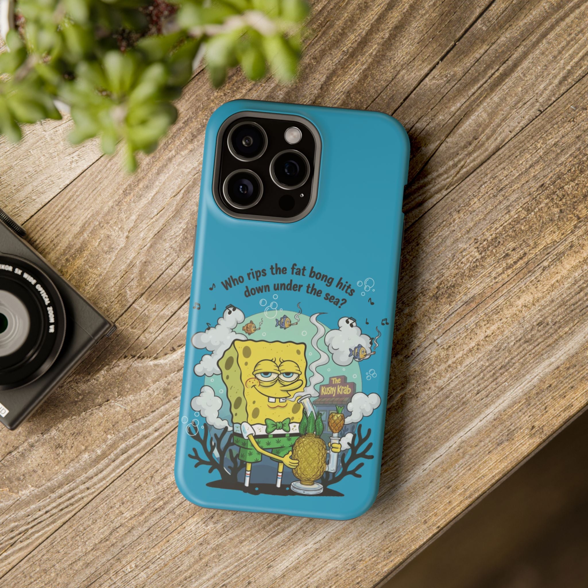 Cartoon Sponge Character with Surfboard & Beach Bong Art- Magnetic Impact-Resistant Phone Case for iPhone & Android
