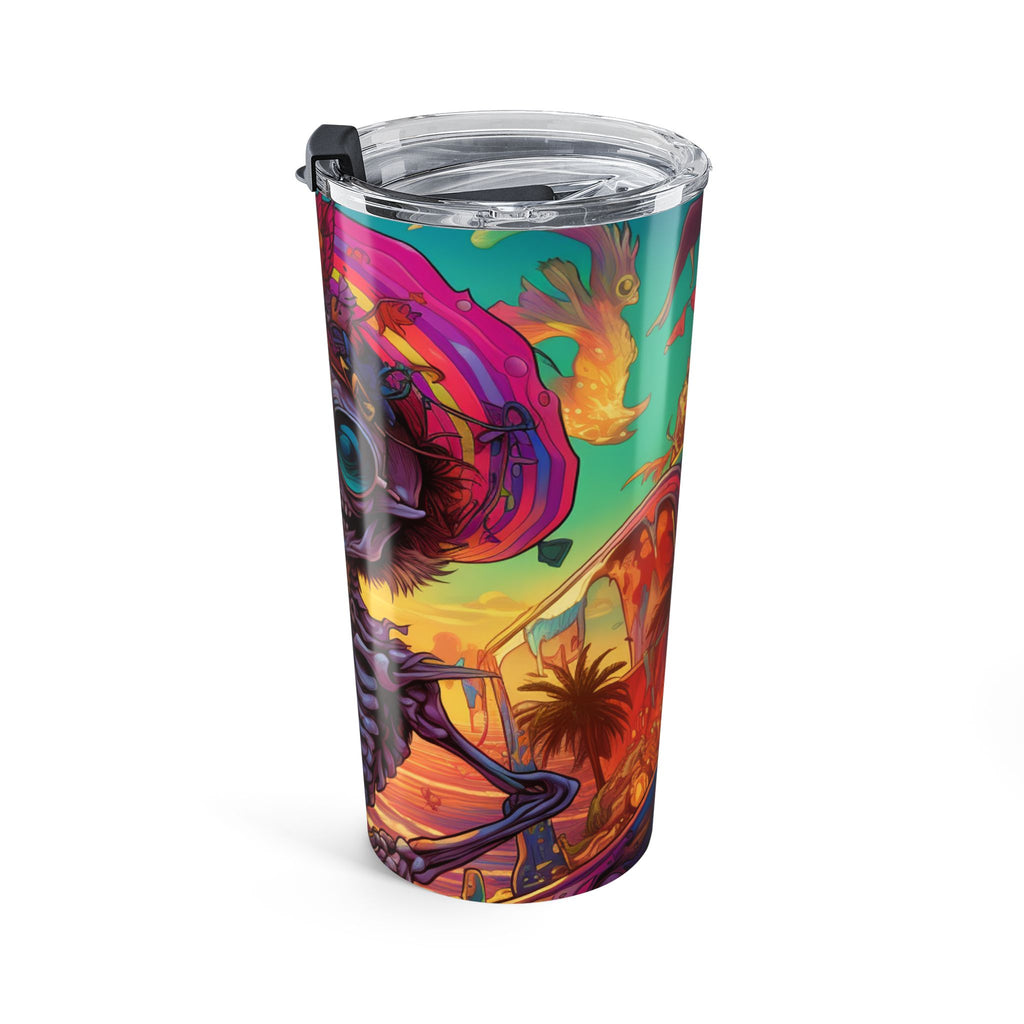 Cool Vibes Skeleton Tumbler - 20oz Travel Cup, Summer Drinkware, Beach Accessories, Skull Art, Party Gift