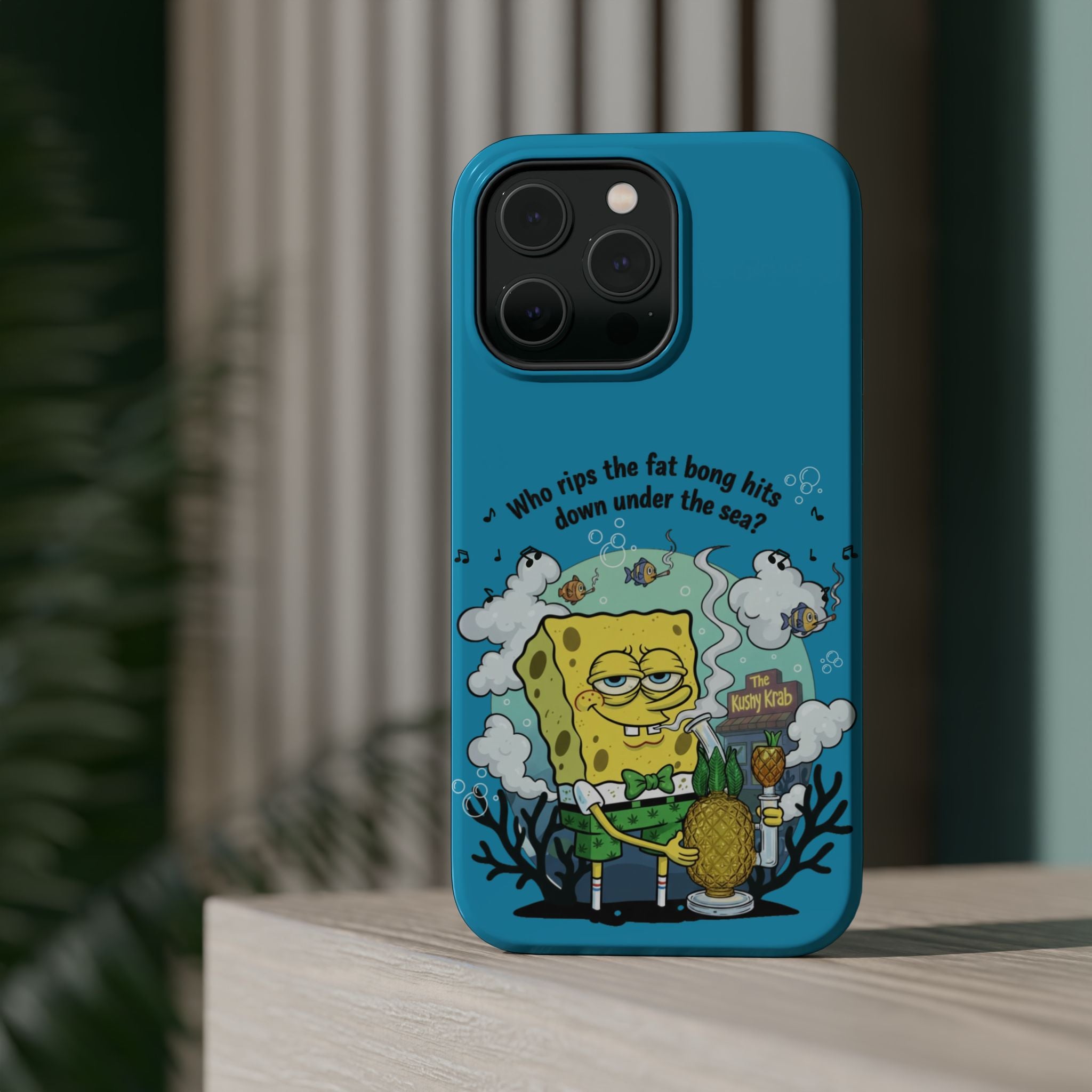 Cartoon Sponge Character with Surfboard & Beach Bong Art- Magnetic Impact-Resistant Phone Case for iPhone & Android