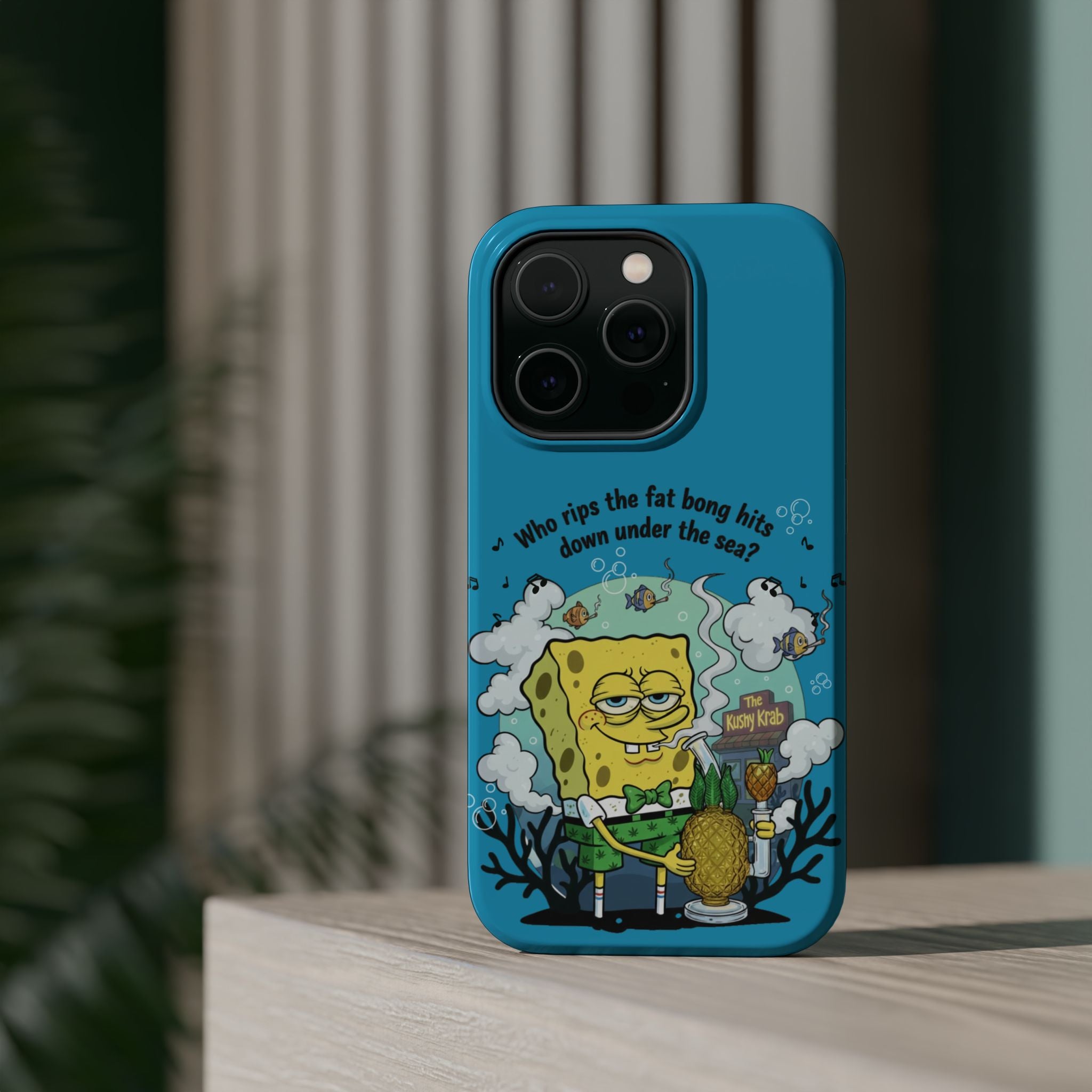 Cartoon Sponge Character with Surfboard & Beach Bong Art- Magnetic Impact-Resistant Phone Case for iPhone & Android