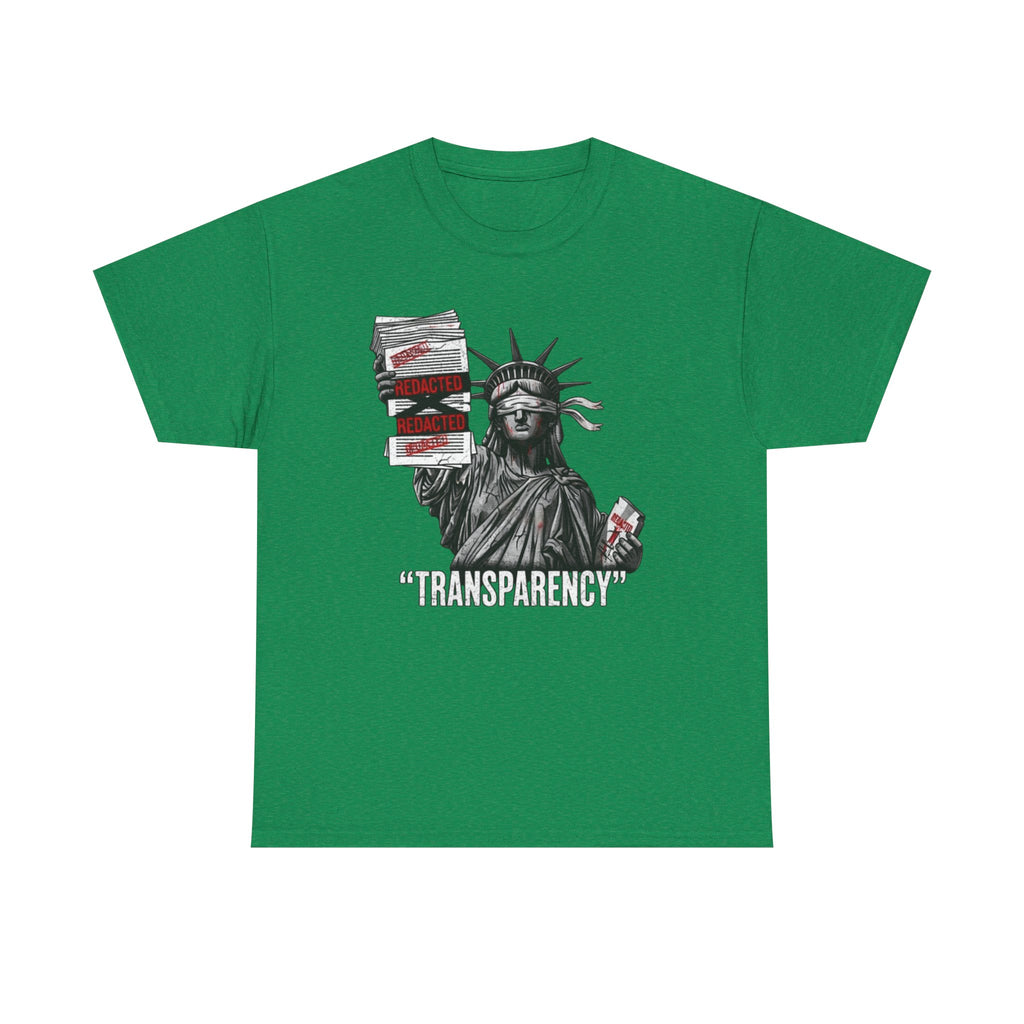 Statue of Liberty 'TRANSPARENCY' T-Shirt | Distressed, Redacted Political Graphic Tee