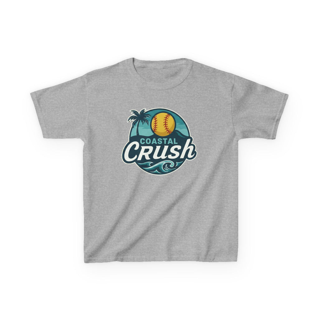 Youth- Coastal Crush softball logo Kids Tee | beach palm wave name number