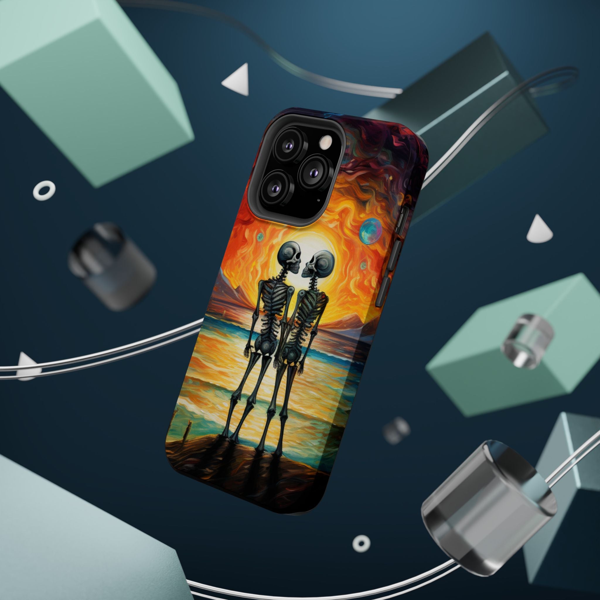 Skeleton Couple Sunset Phone Case | Magnetic Impact-Resistant Case