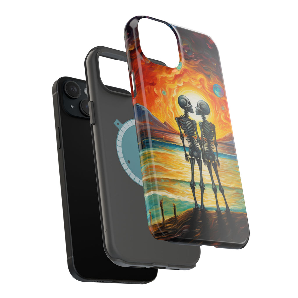 Skeleton Couple Sunset Phone Case | Magnetic Impact-Resistant Case