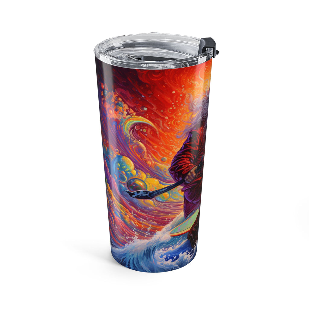 Surfing Santa 20oz Tumbler | Holiday Drinkware, Christmas Gift, Beach Vibes, Personalized Mug, Cool Santa Merch