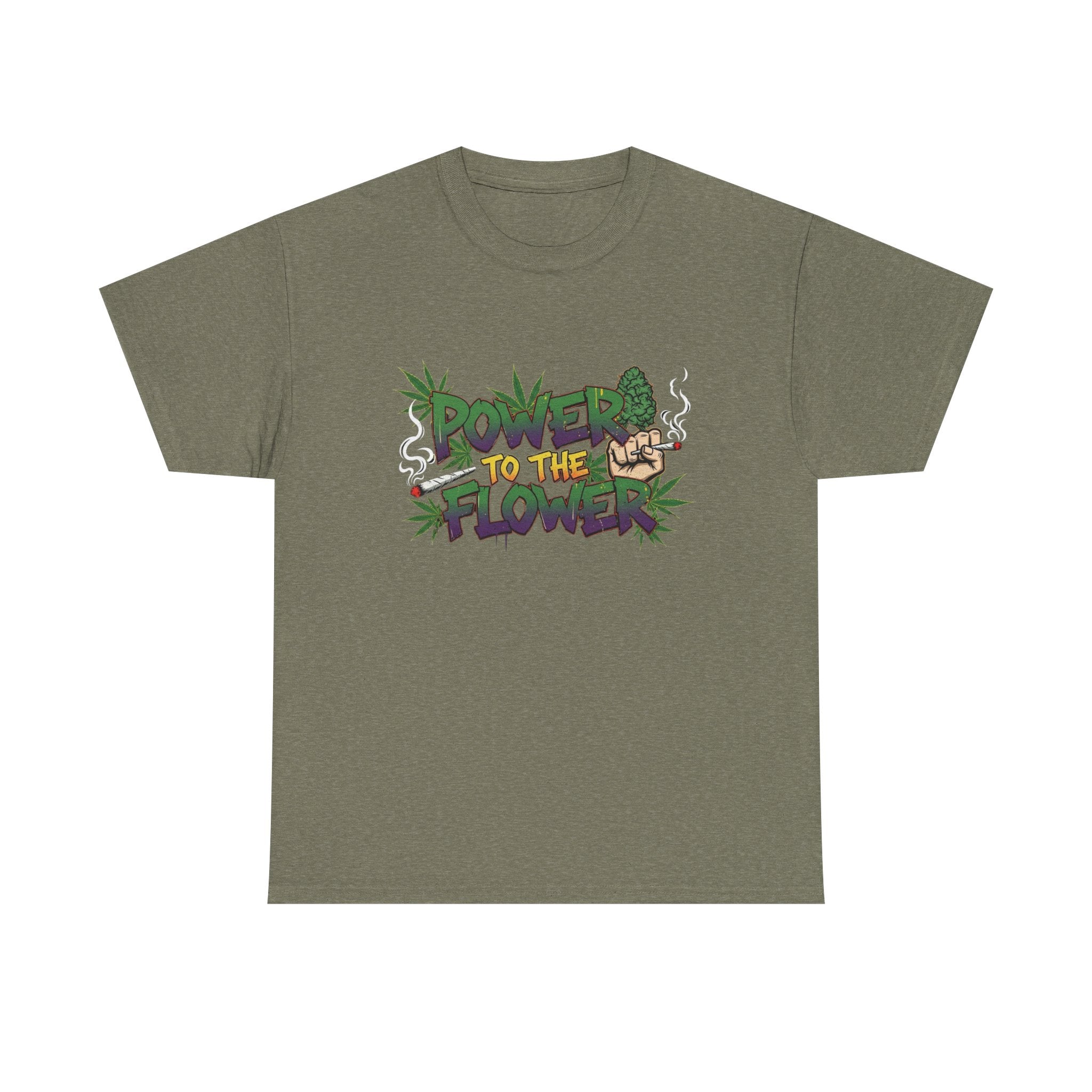 Power to the Flowers Tee | Stoner Conspiracy- Retro Graffiti 420 Leaf