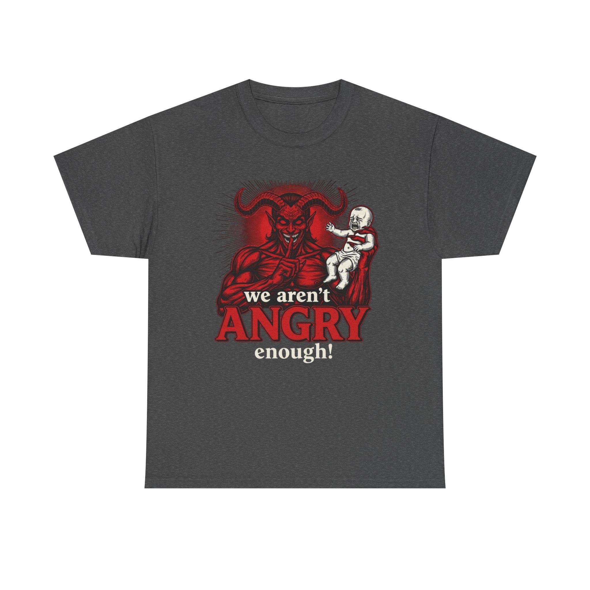 We Aren't Angry Enough Demon Illustration T-Shirt | Horror Graphic Tee, Epstein Files