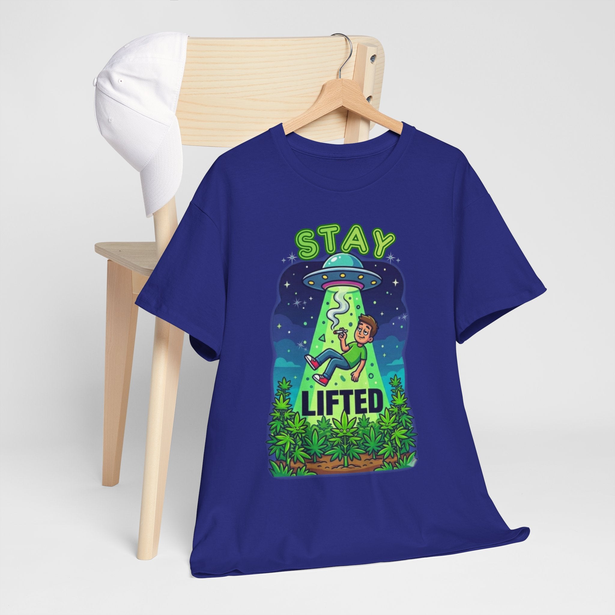 Stay Lifted Retro UFO Cannabis Tee — Alien Stoner Graphic Shirt