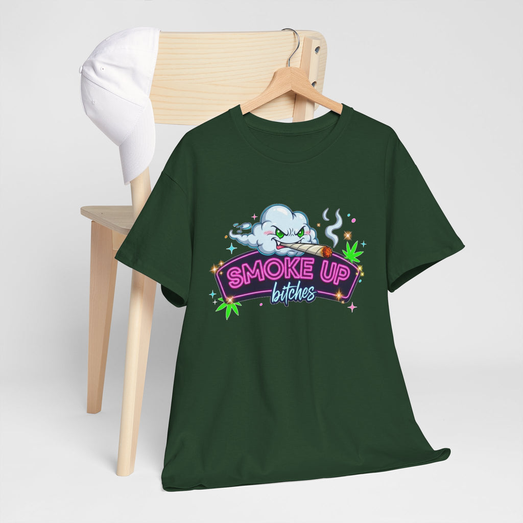 Smoke Up Bitches Retro Neon Cannabis Tee