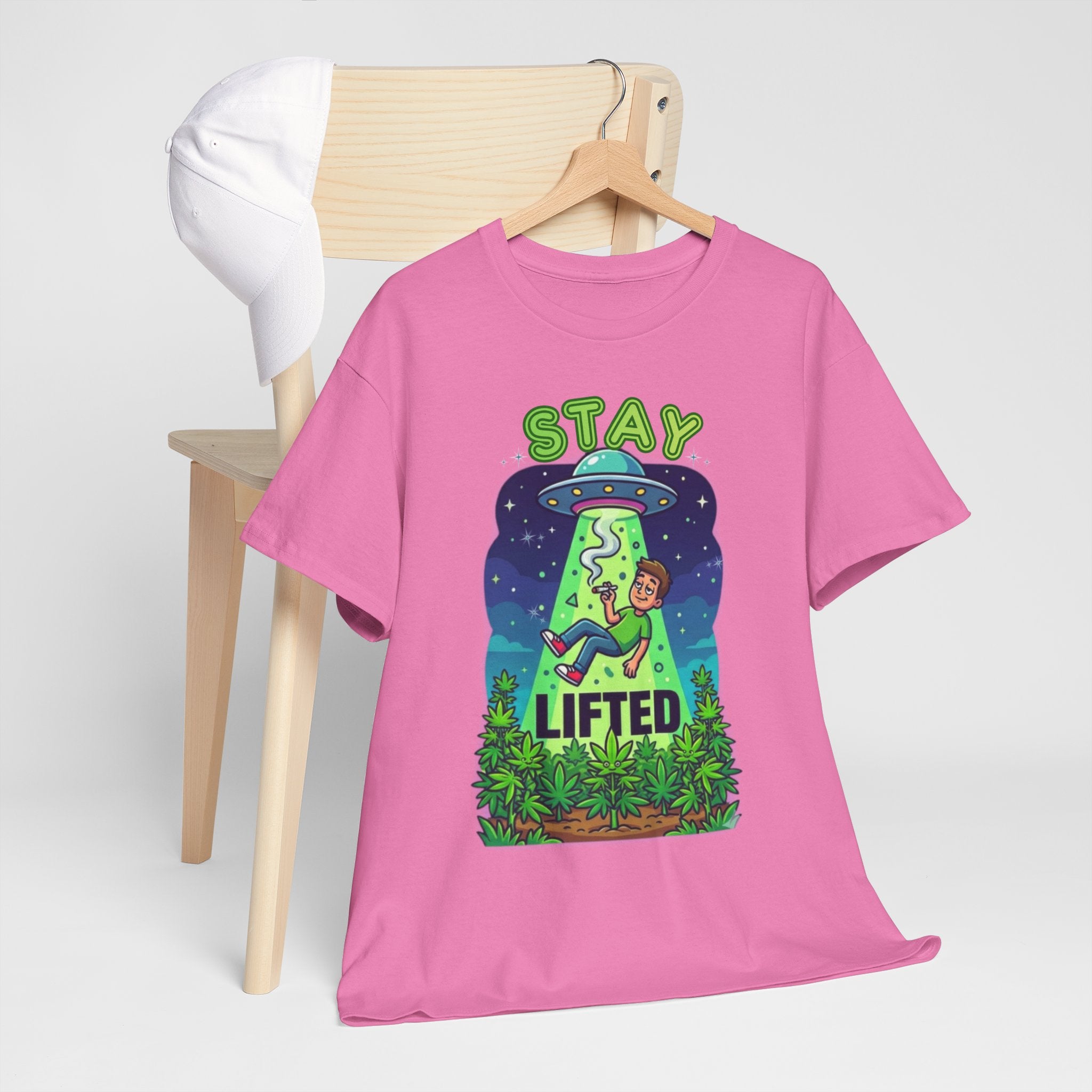 Stay Lifted Retro UFO Cannabis Tee — Alien Stoner Graphic Shirt