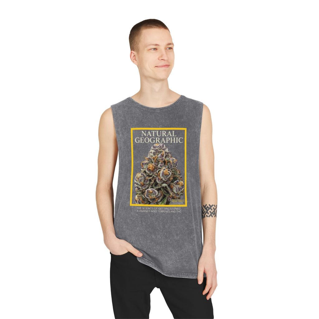 Natural Geographic Bud Tank Top — Stonewash Graphic Muscle Tee