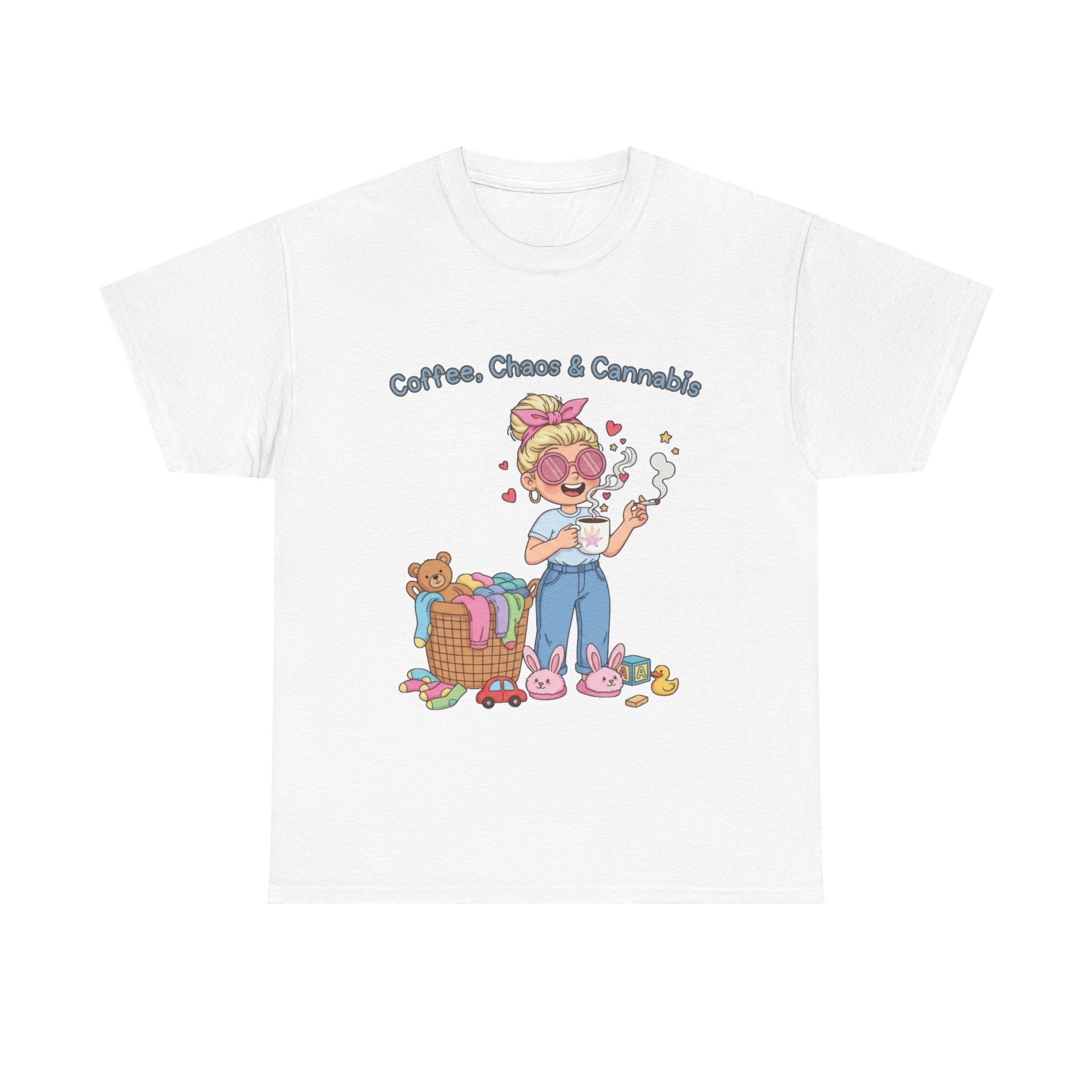 Coffee, Chaos & Herb Unisex Tee | Funny Stoner Mom Shirt