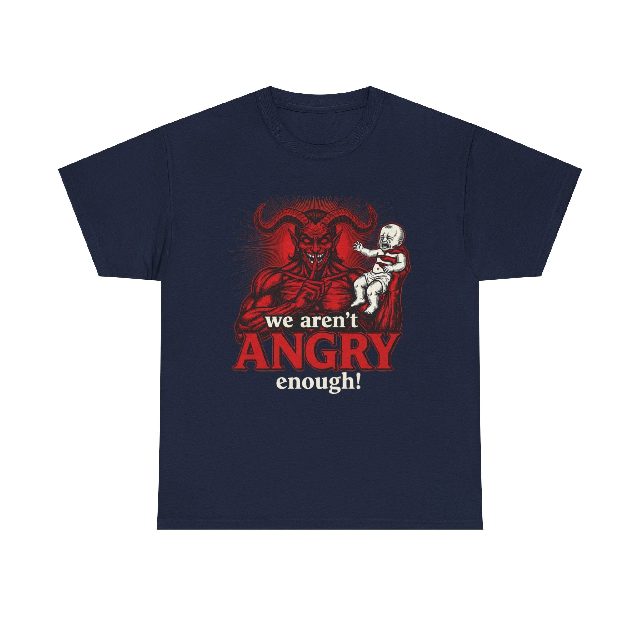 We Aren't Angry Enough Demon Illustration T-Shirt | Horror Graphic Tee, Epstein Files