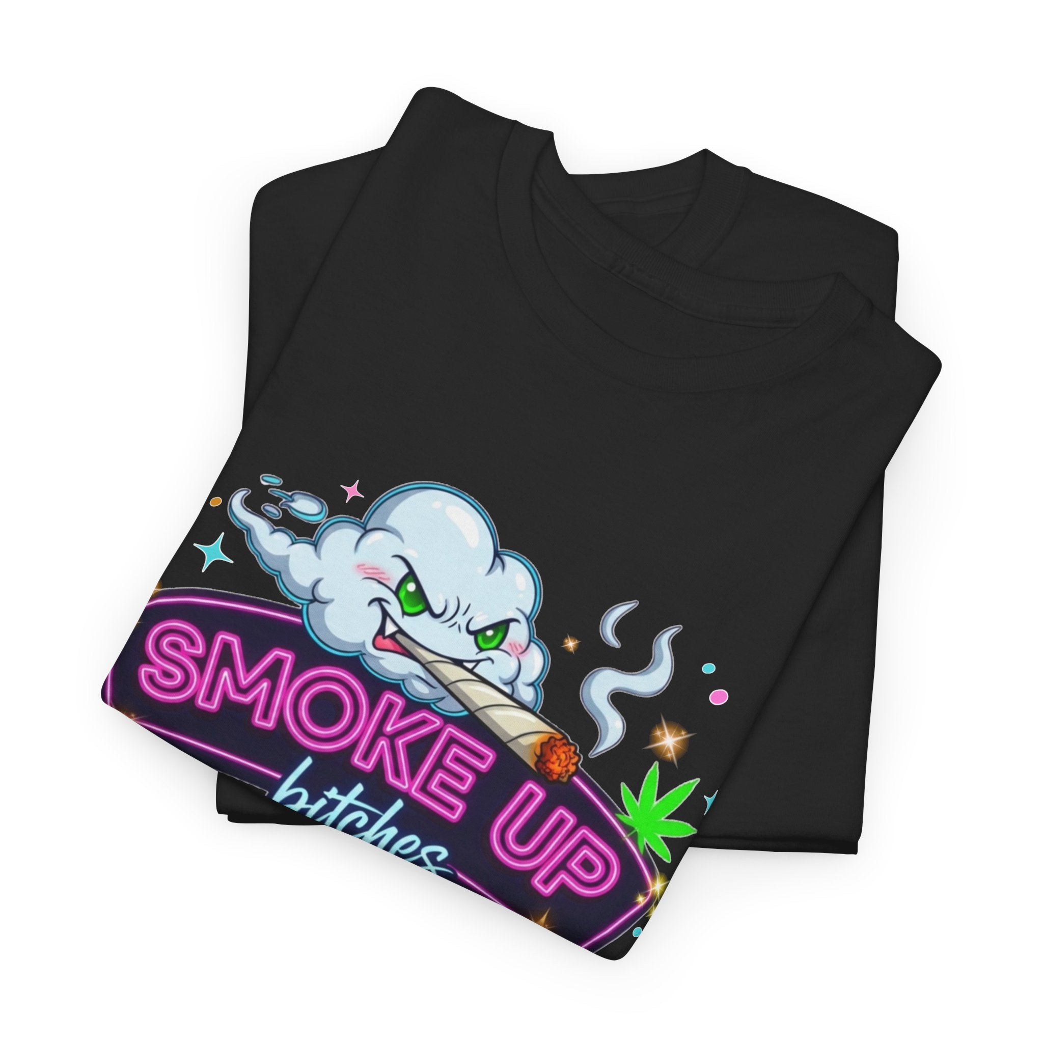 Smoke Up Bitches Retro Neon Cannabis Tee