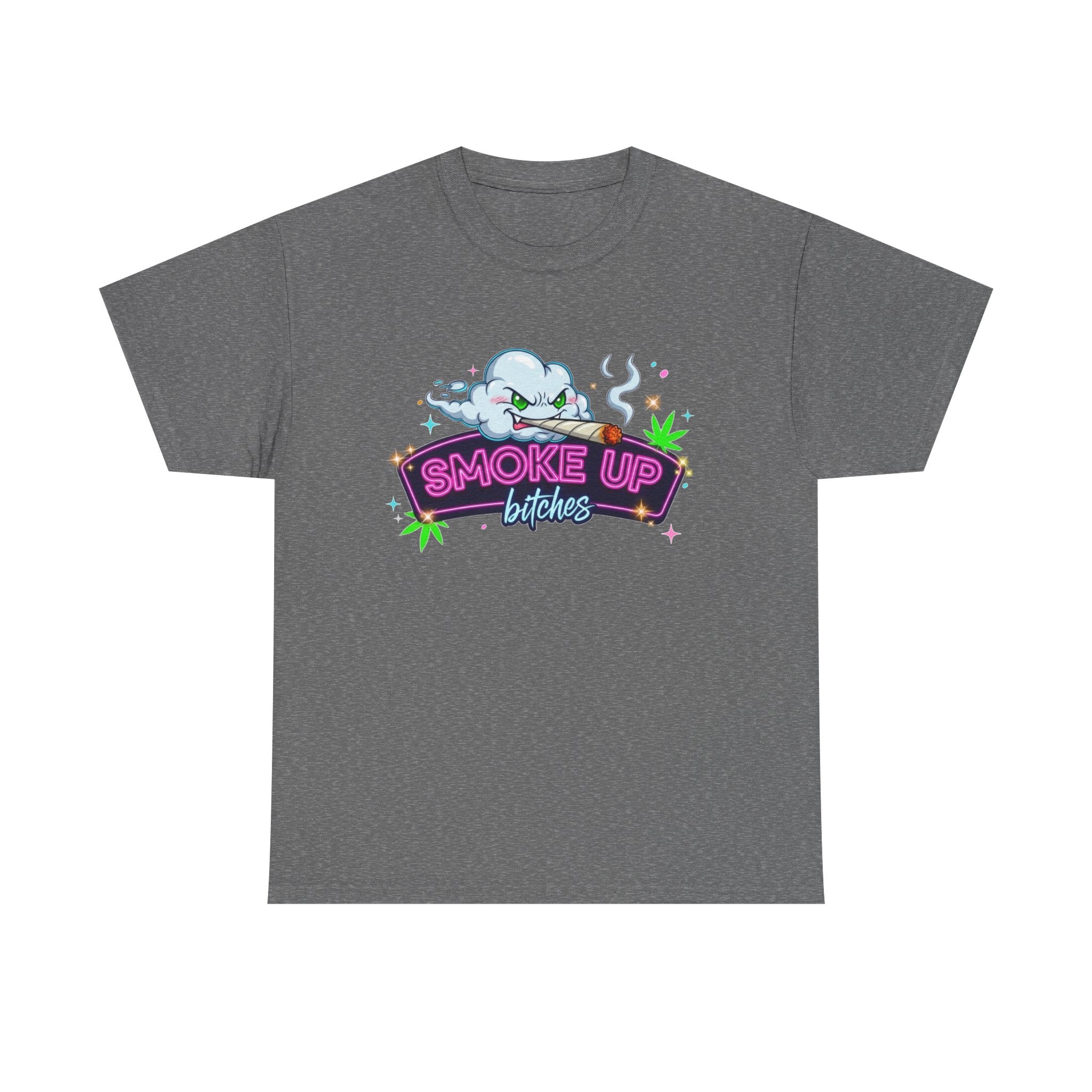 Smoke Up Bitches Retro Neon Cannabis Tee