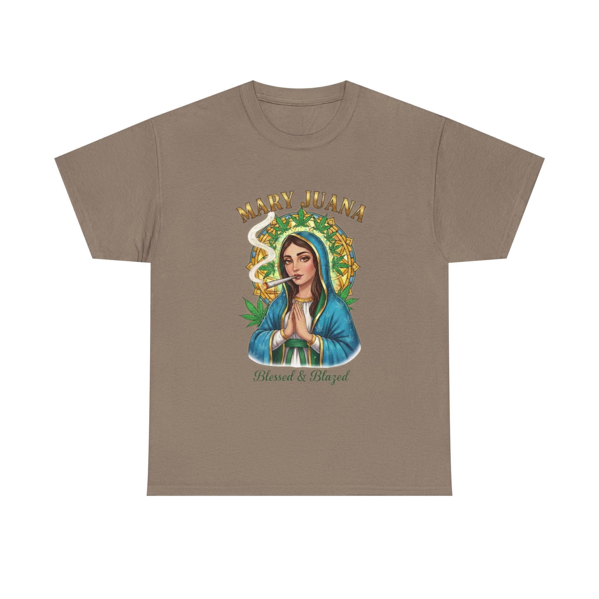 Mary Juana Virgin Mary Illustration T-Shirt | 420 Devotional Tee