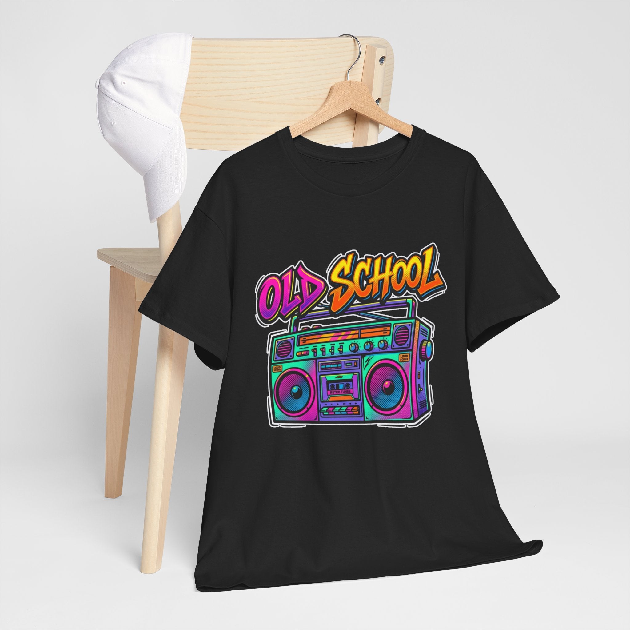 Old School Boombox Tee — Retro 80s Vintage Radio Graphic T-Shirt