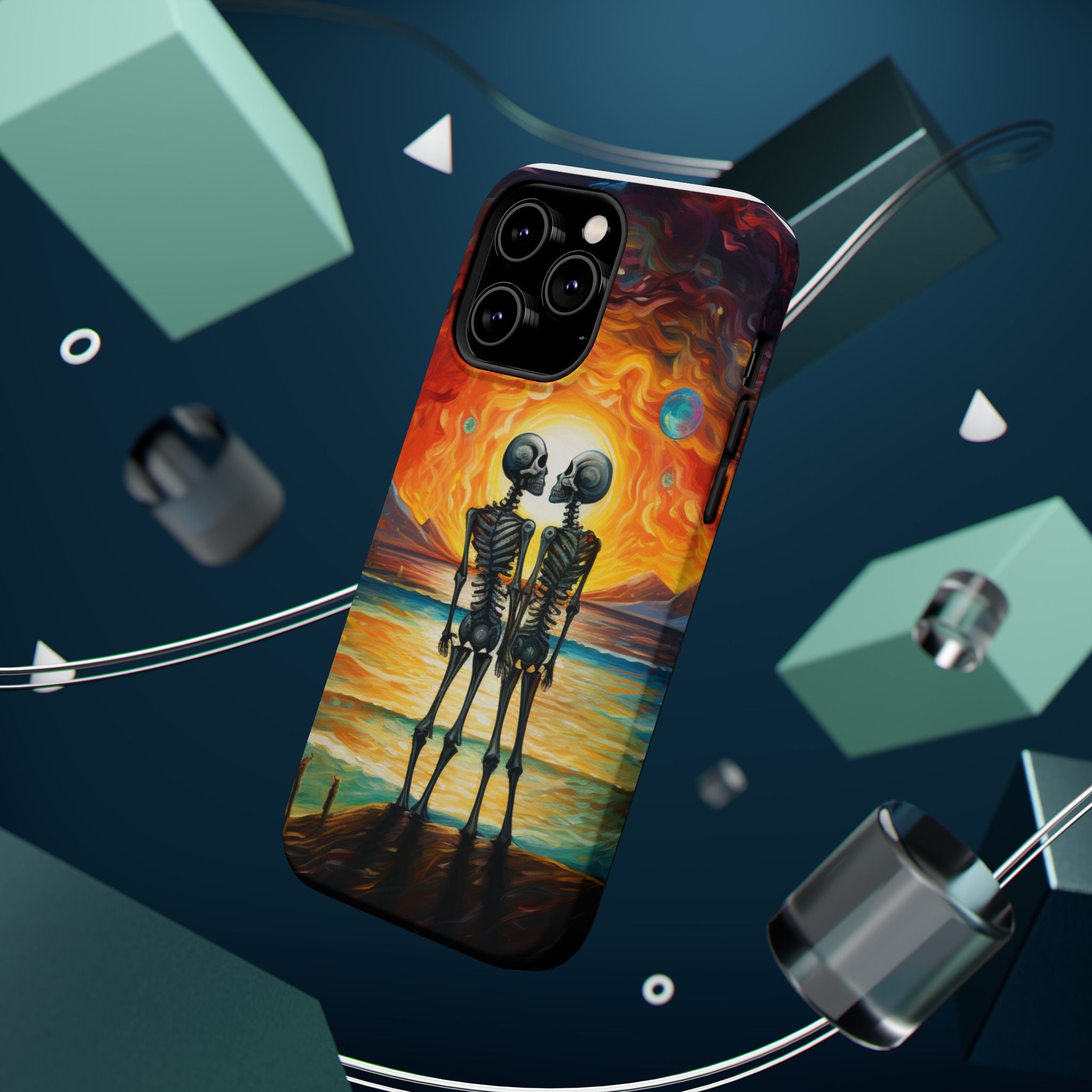 Skeleton Couple Sunset Phone Case | Magnetic Impact-Resistant Case
