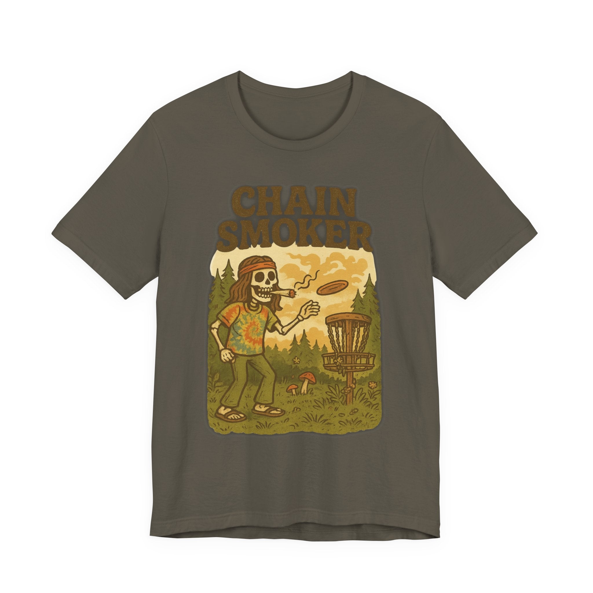 Chain Smoker Graphic Tee, Funny Tee, Short Sleeve Shirt, Outdoor stoner Apparel, Gift for Smokers, Summer Vibes, Disc golf, Frolph 420 weed