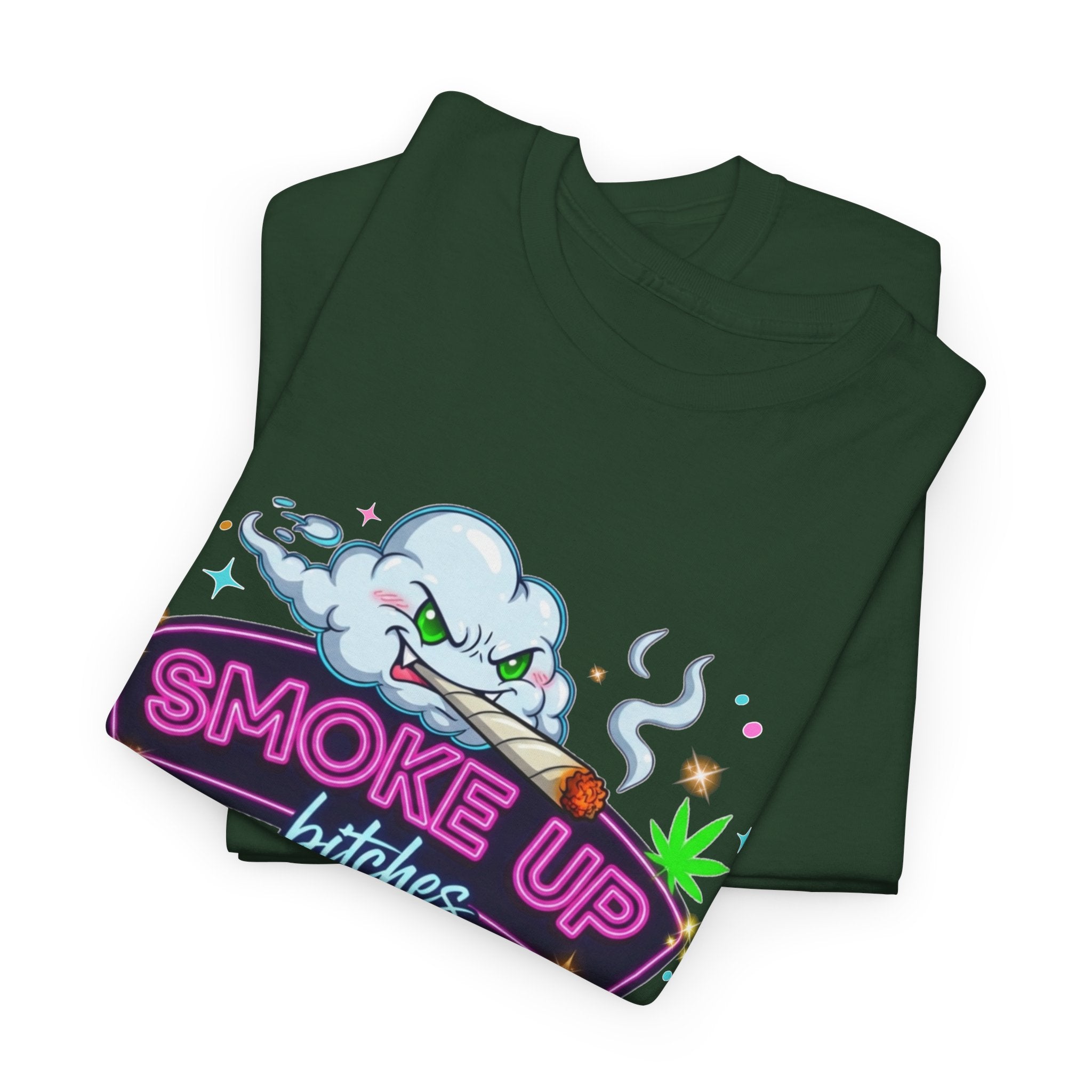 Smoke Up Bitches Retro Neon Cannabis Tee