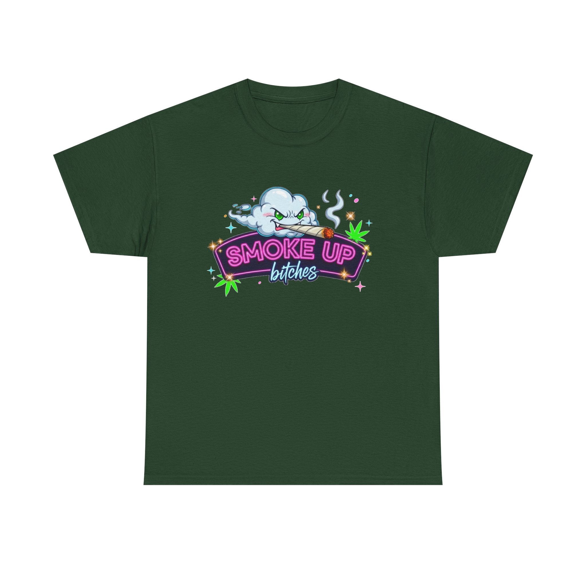 Smoke Up Bitches Retro Neon Cannabis Tee