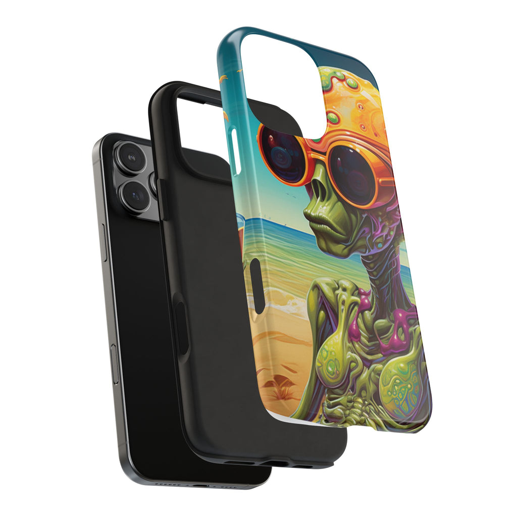 Alien Beach Vibes Phone Case, Tough Phone Case, Cool Phone Accessories, Gift for Alien Lovers, Summer Theme Case, Unique Phone Cover