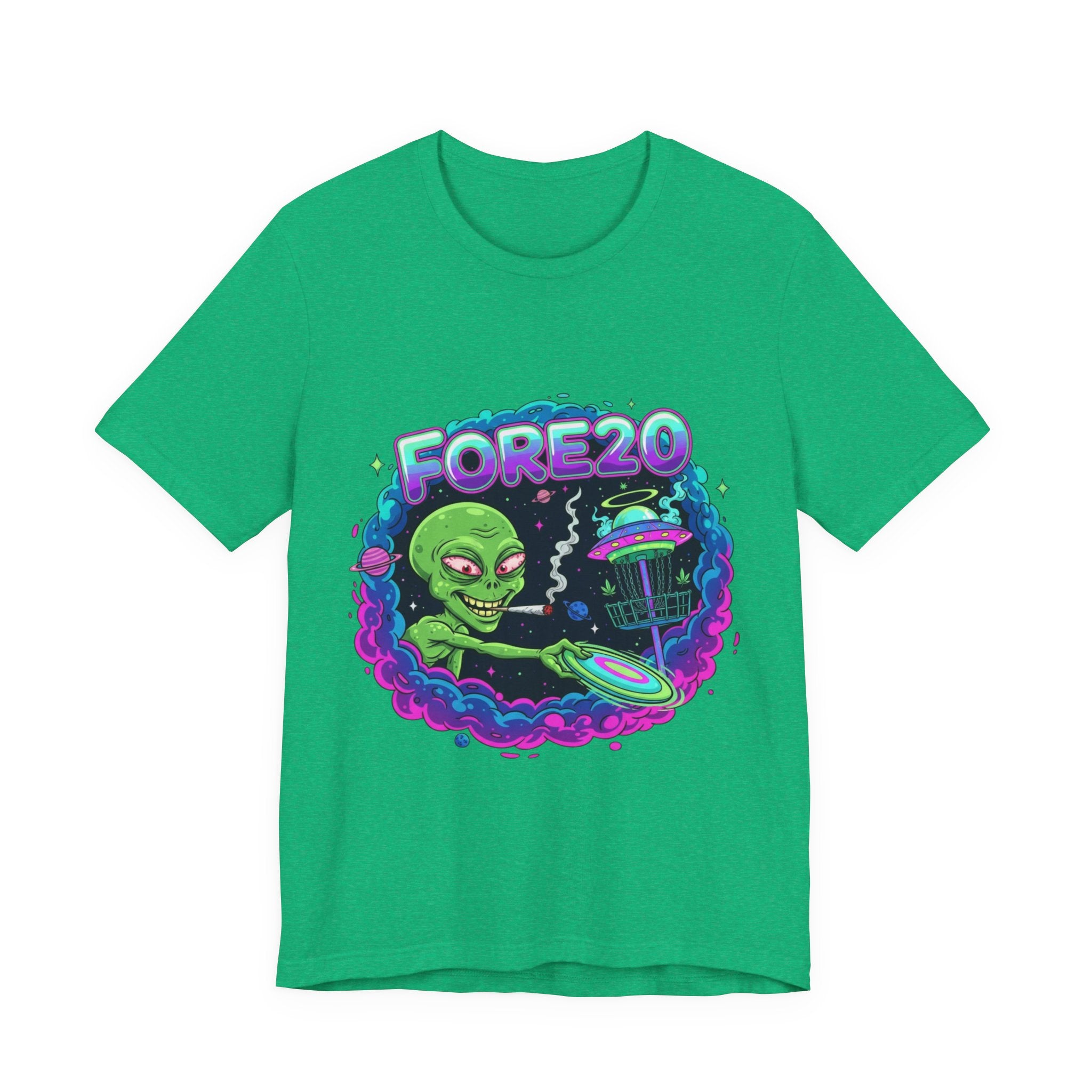 Stoner Alien Disc Golf Tee, UFO T-Shirt, Fun Casual Wear, Gift for Space Lovers, Sci-Fi Fan Apparel, Dunny 420 Frolph Shirt