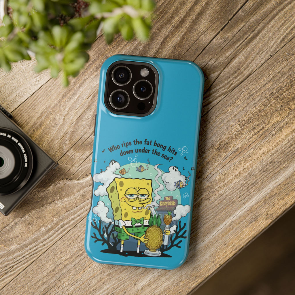 Cartoon Sponge Character with Surfboard & Beach Bong Art- Magnetic Impact-Resistant Phone Case for iPhone & Android