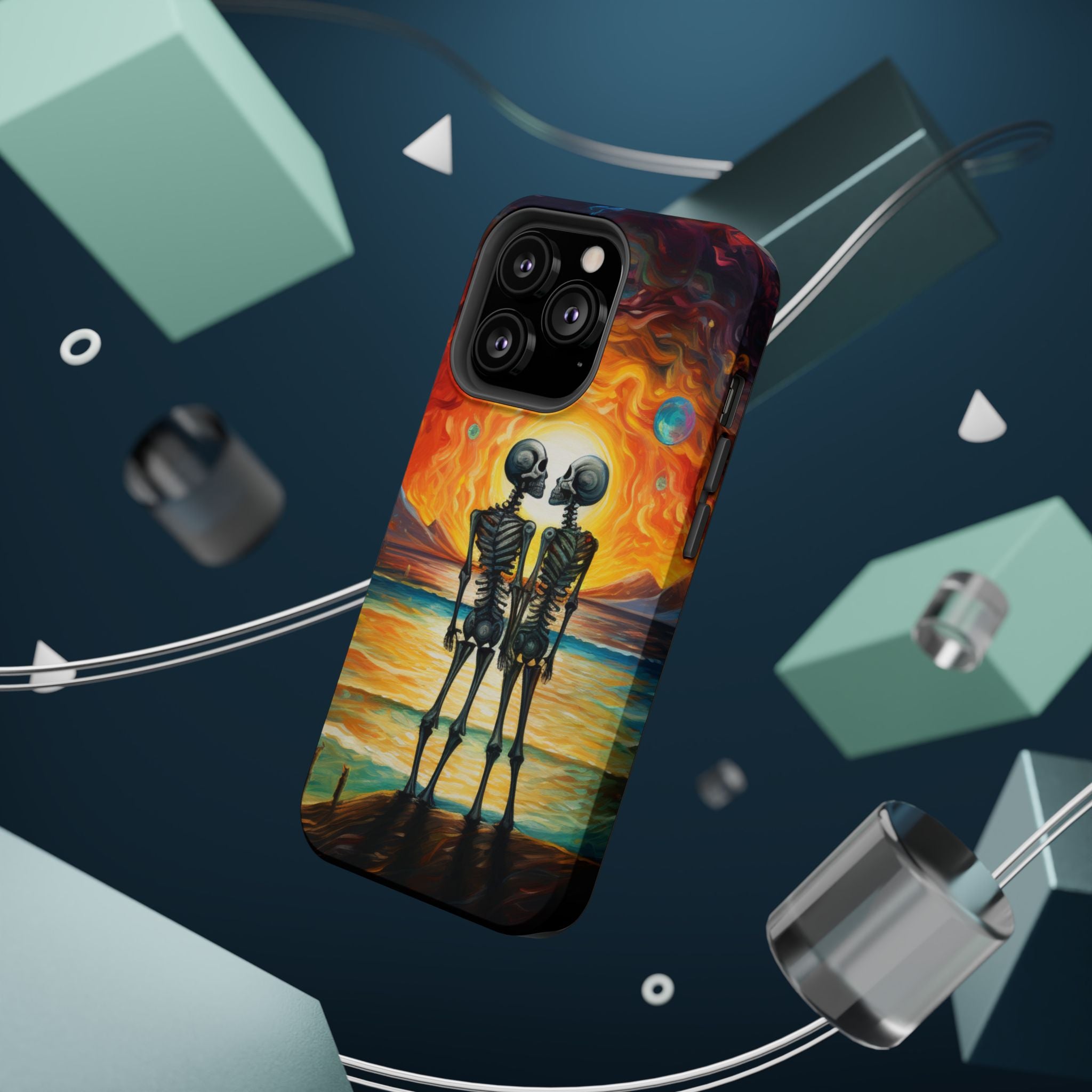 Skeleton Couple Sunset Phone Case | Magnetic Impact-Resistant Case