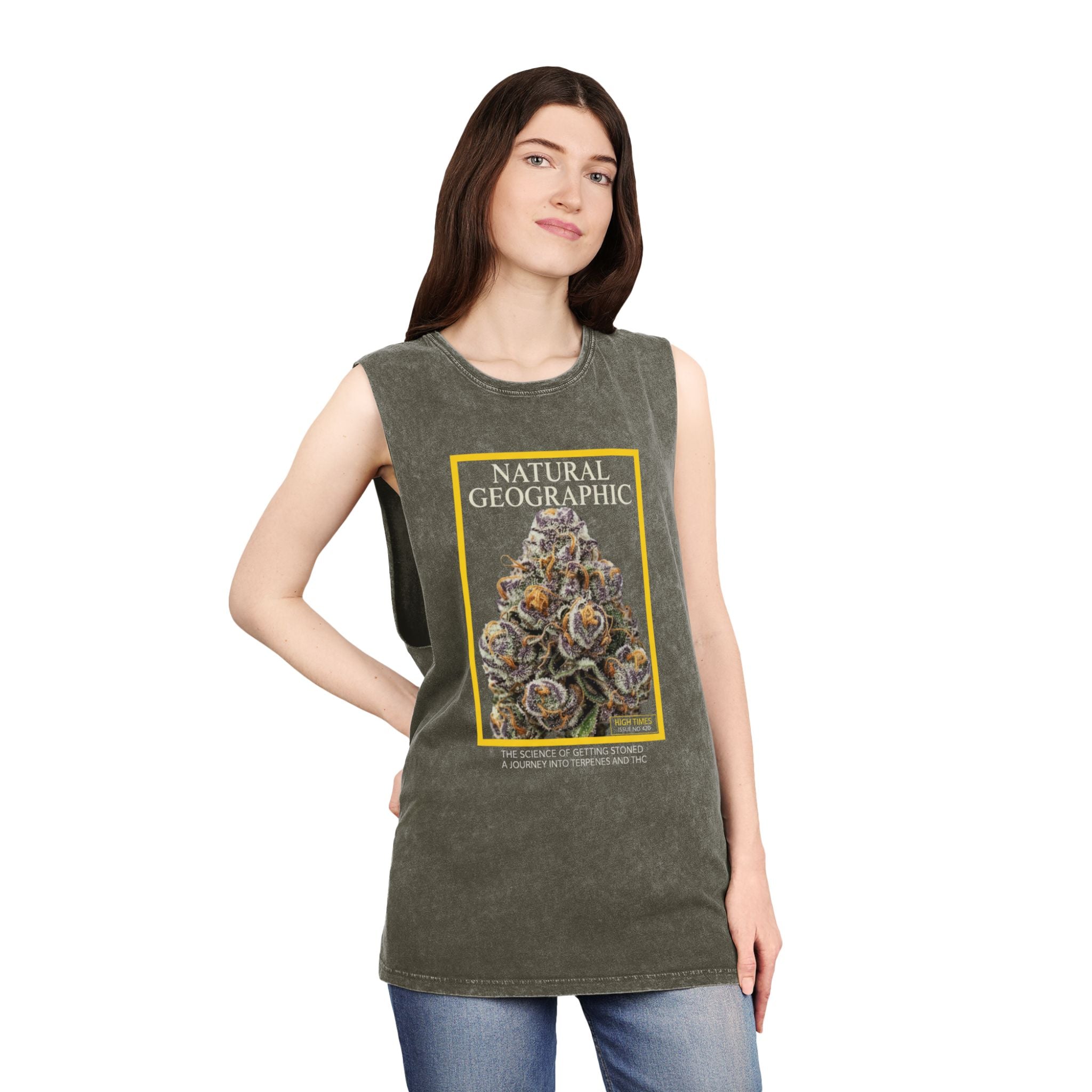 Natural Geographic Bud Tank Top — Stonewash Graphic Muscle Tee