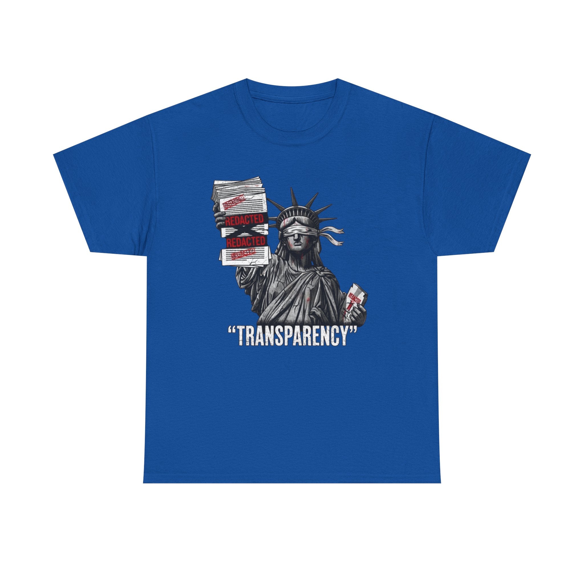 Statue of Liberty 'TRANSPARENCY' T-Shirt | Distressed, Redacted Political Graphic Tee