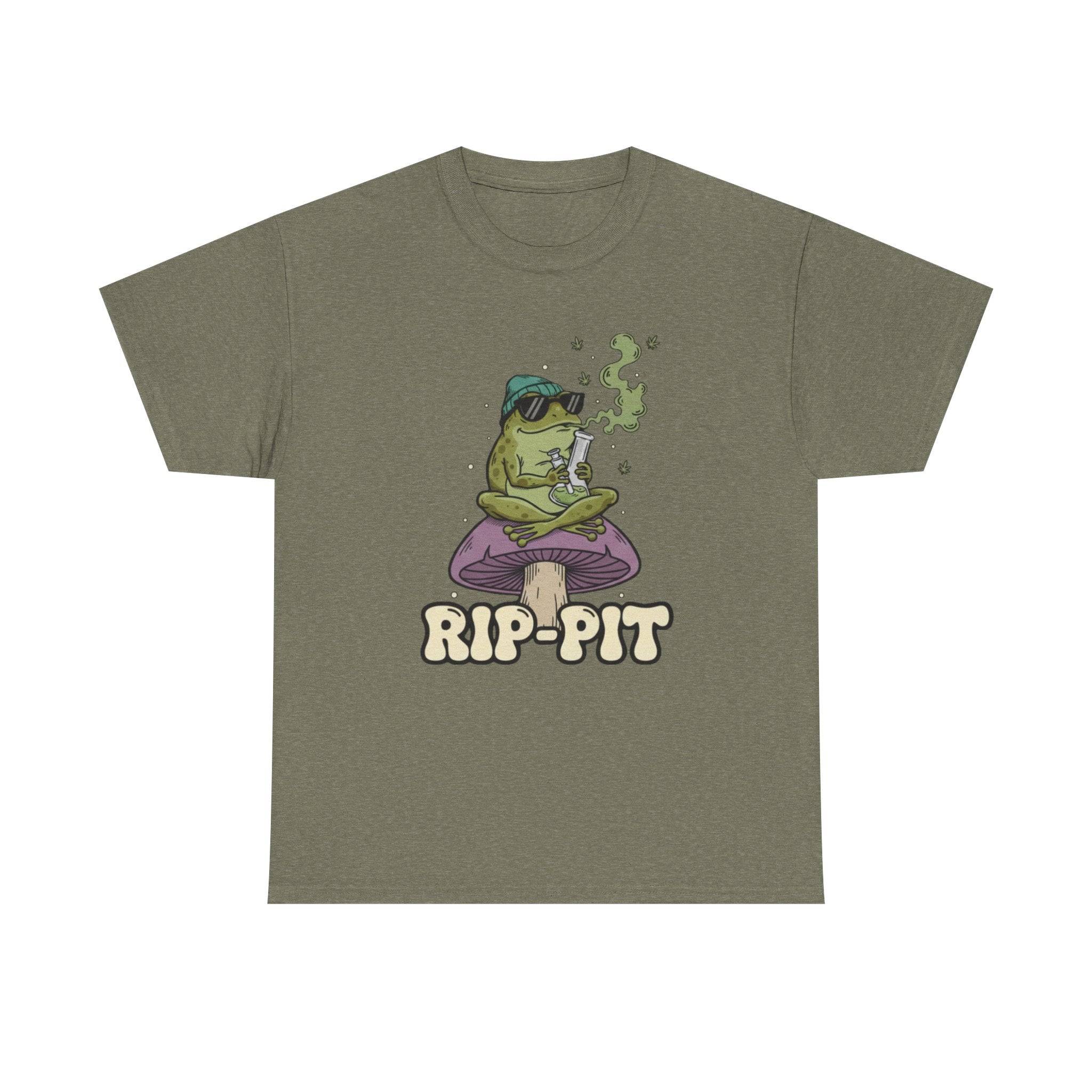 RIP-PIT Frog Smoking Pipe Tee | Chill Cartoon Graphic T-Shirt