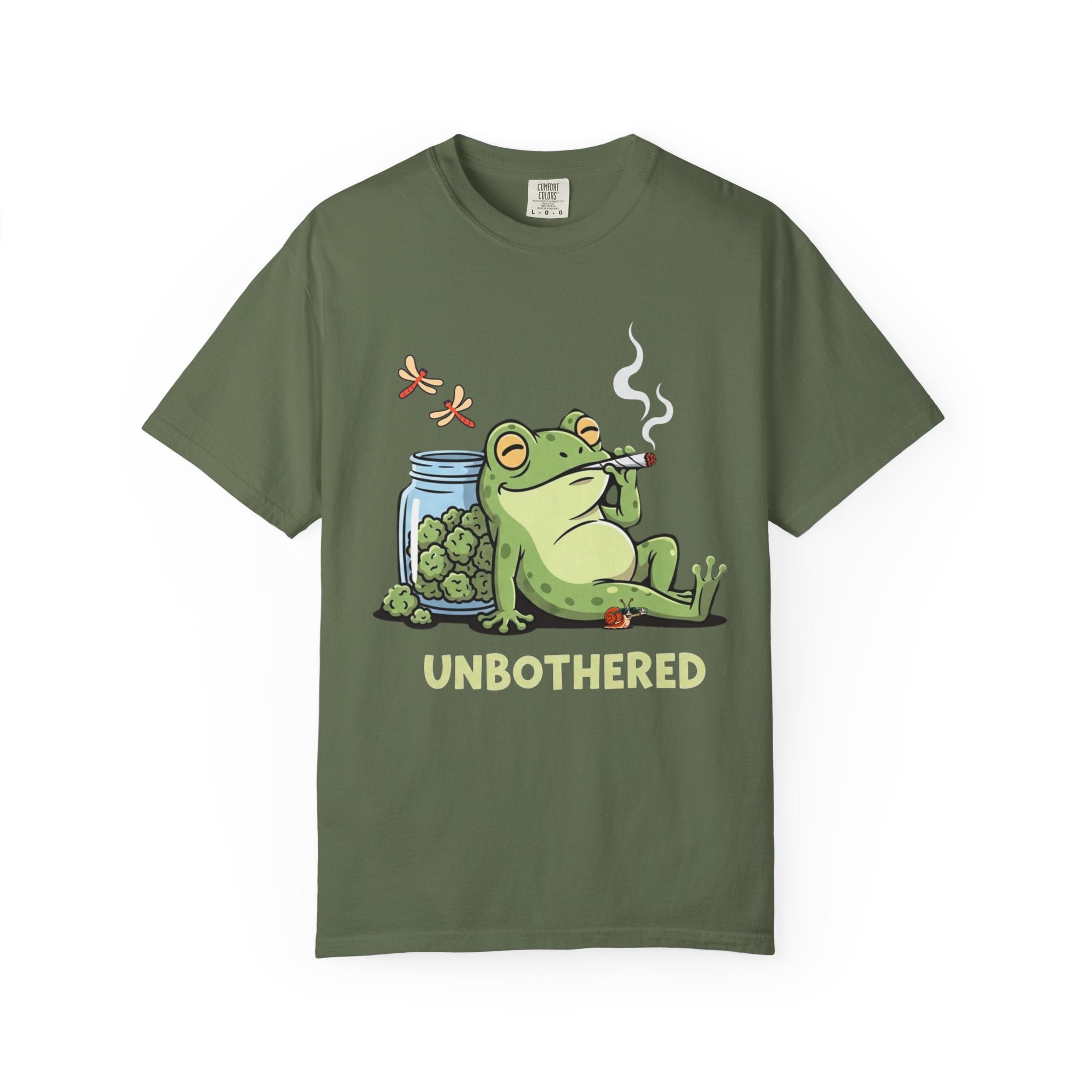 Unbothered Smoking Frog T-shirt | Relaxed Stoner Frog Graphic Tee