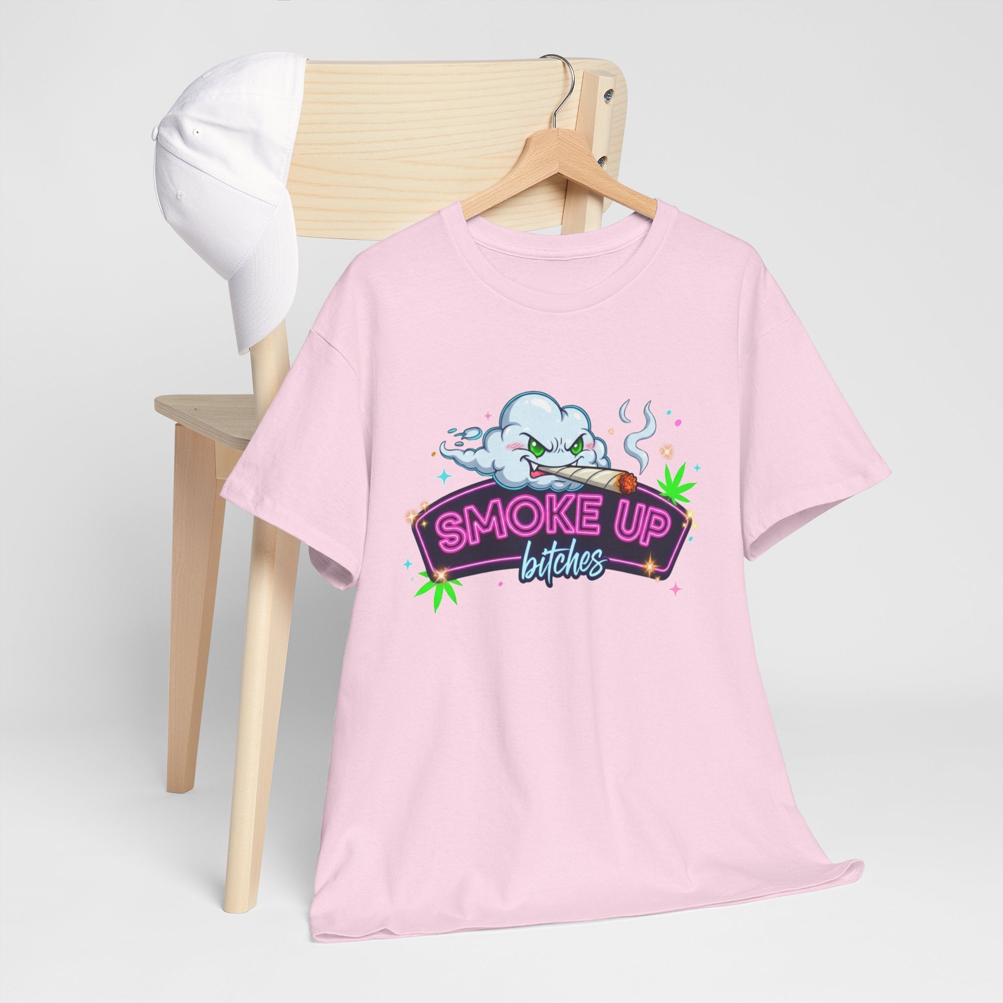 Smoke Up Bitches Retro Neon Cannabis Tee