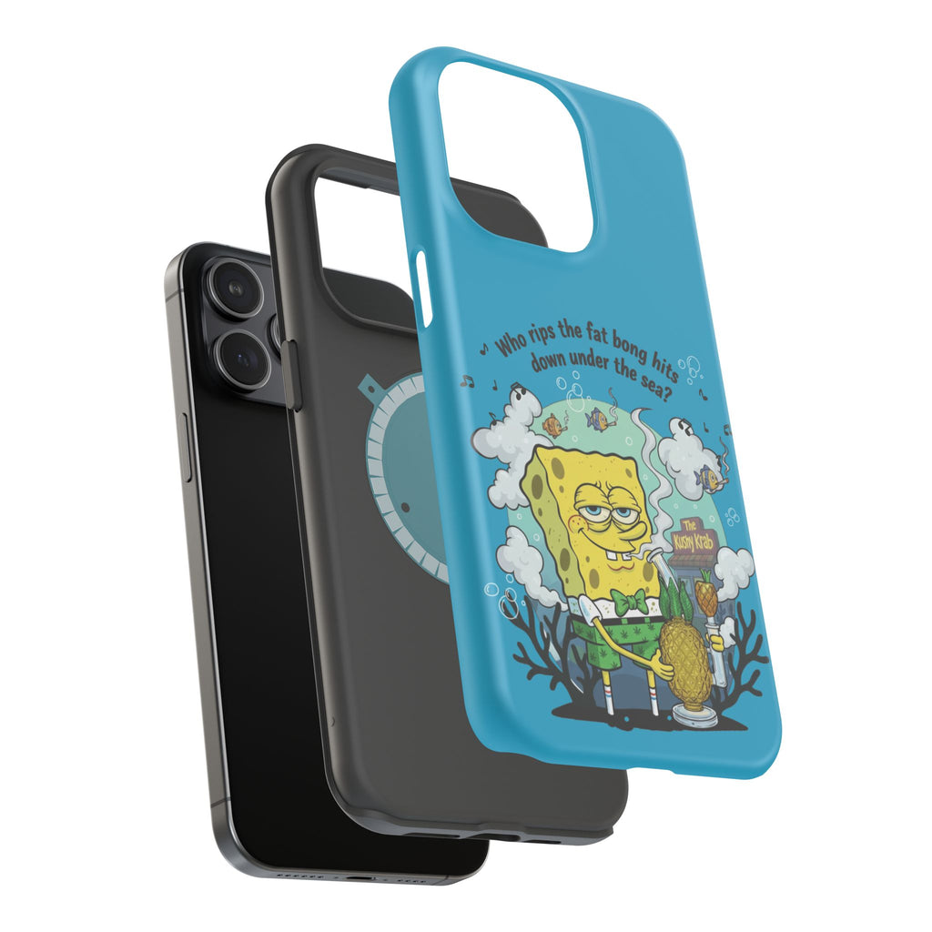 Cartoon Sponge Character with Surfboard & Beach Bong Art- Magnetic Impact-Resistant Phone Case for iPhone & Android