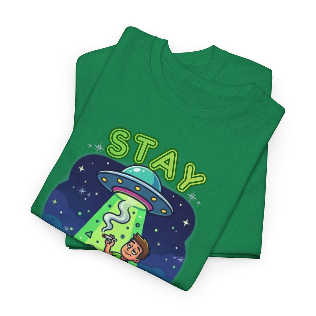 Stay Lifted Retro UFO Cannabis Tee — Alien Stoner Graphic Shirt