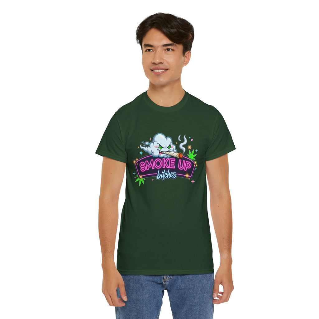 Smoke Up Bitches Retro Neon Cannabis Tee