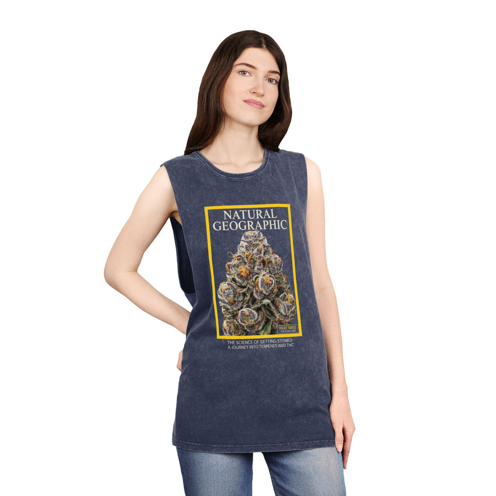 Natural Geographic Bud Tank Top — Stonewash Graphic Muscle Tee
