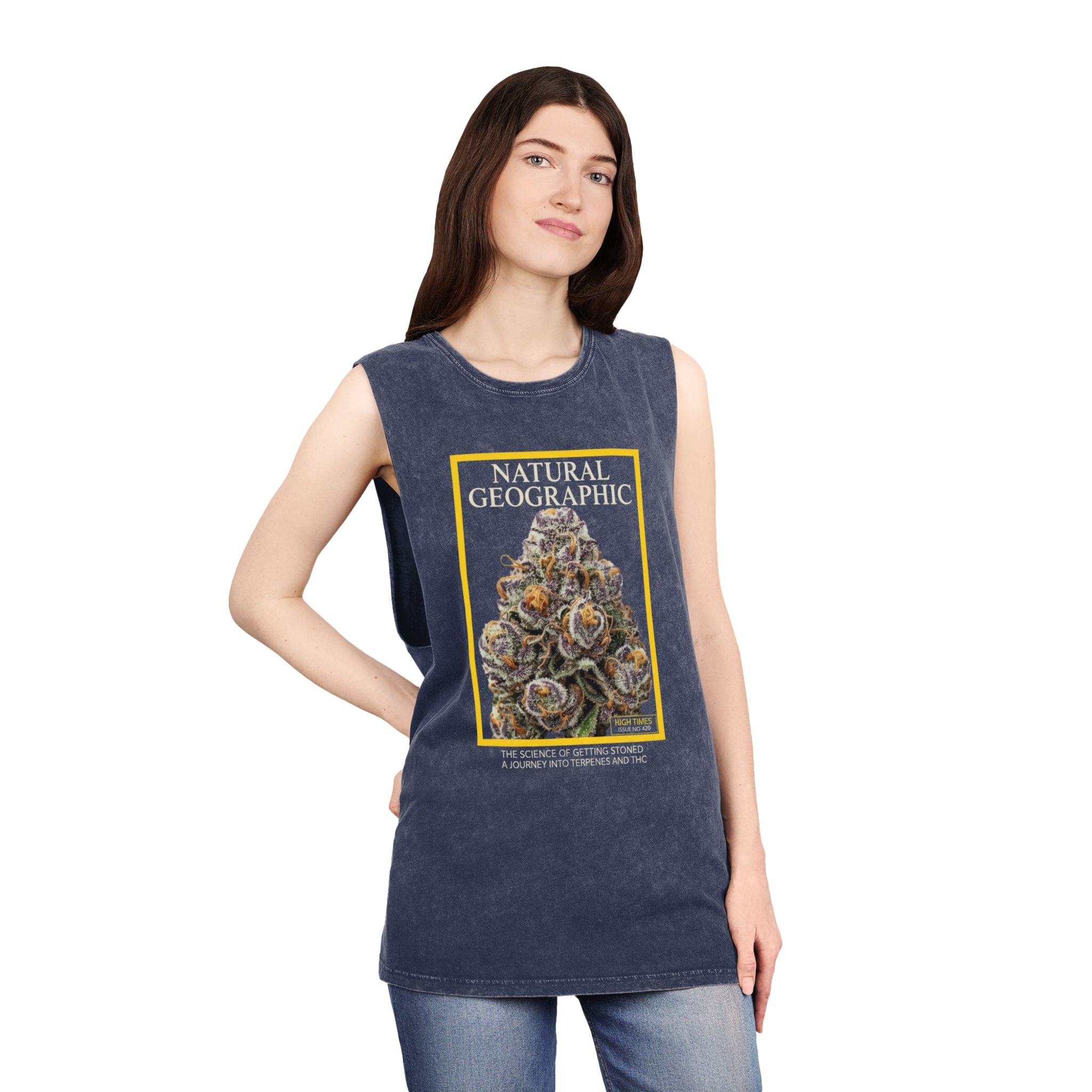 Natural Geographic Bud Tank Top — Stonewash Graphic Muscle Tee