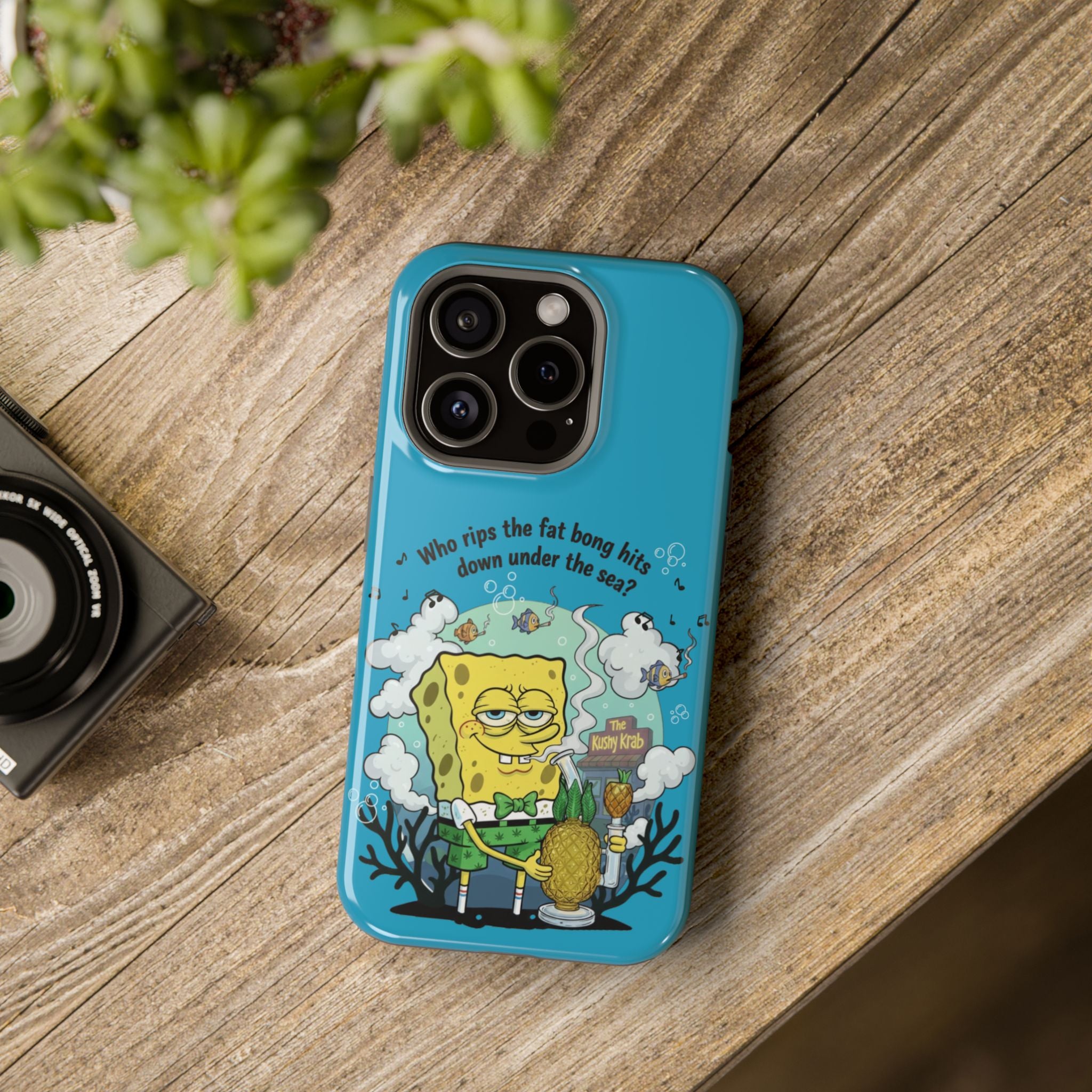 Cartoon Sponge Character with Surfboard & Beach Bong Art- Magnetic Impact-Resistant Phone Case for iPhone & Android