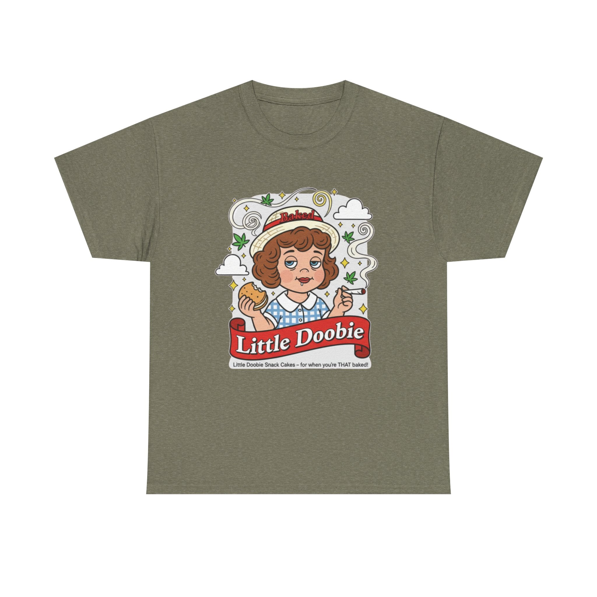 Little Doobie Cartoon Girl Tee | Vintage Snack Retro Logo T-Shirt, Stoner munchie humor
