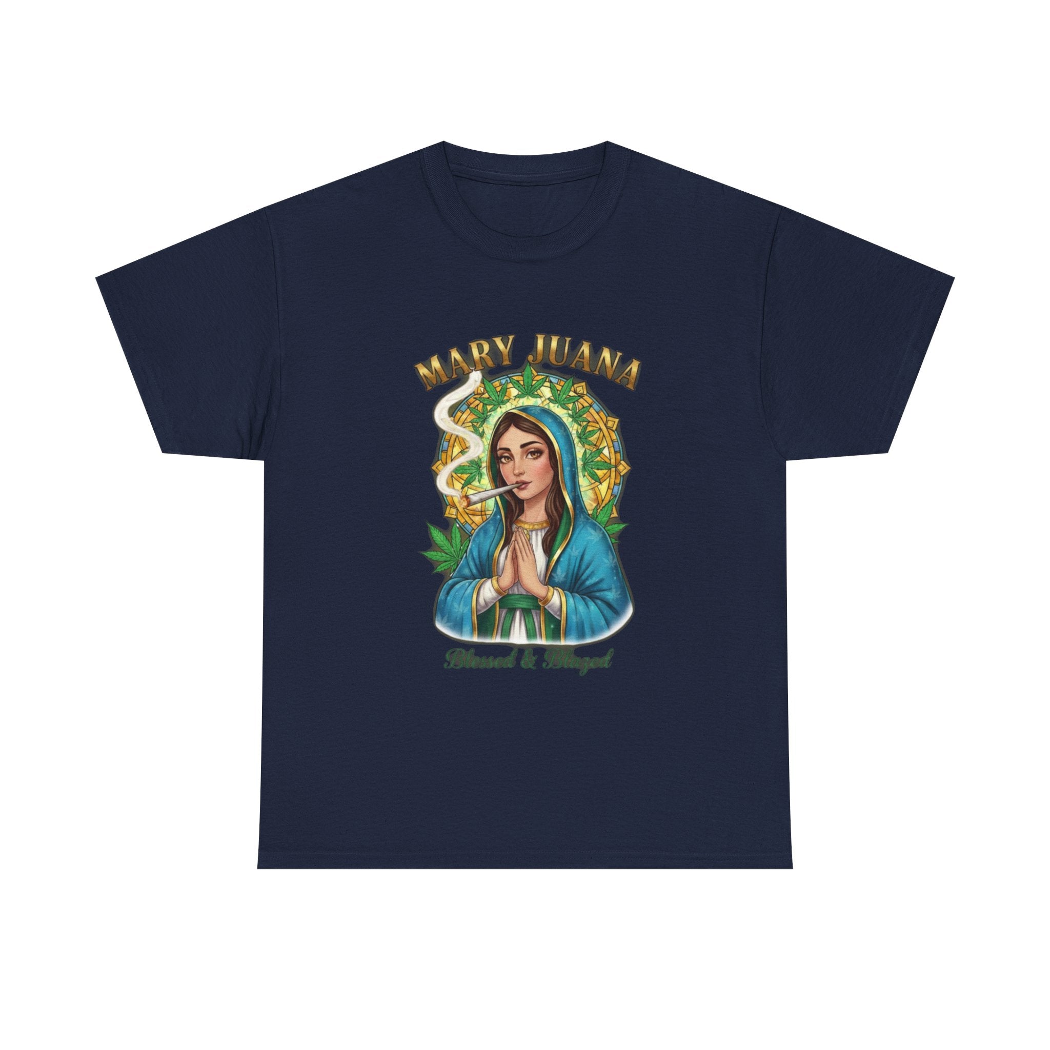 Mary Juana Virgin Mary Illustration T-Shirt | 420 Devotional Tee