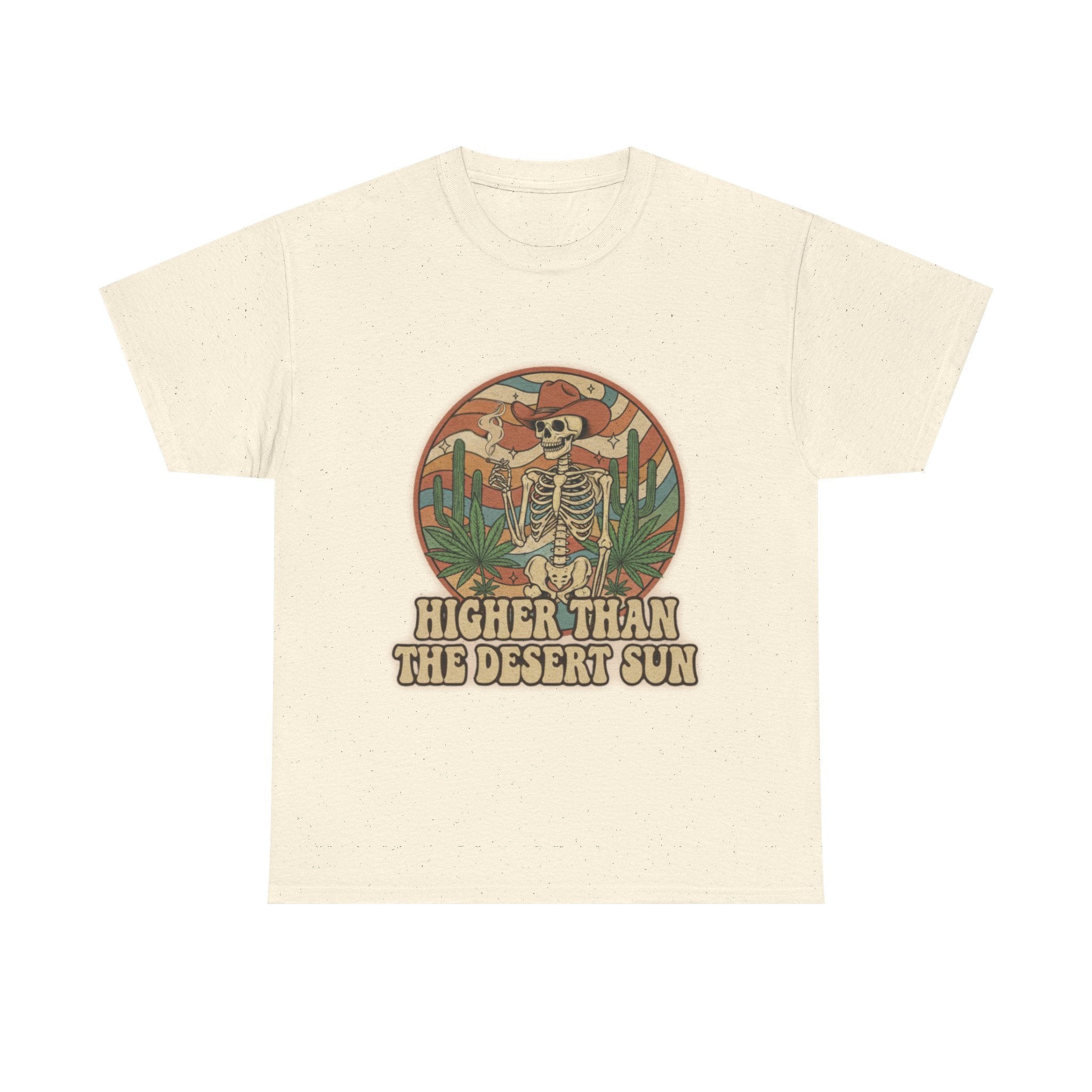 Higher Than the Desert Sun Skeleton Cowboy Tee | Desert Cactus Retro Graphic