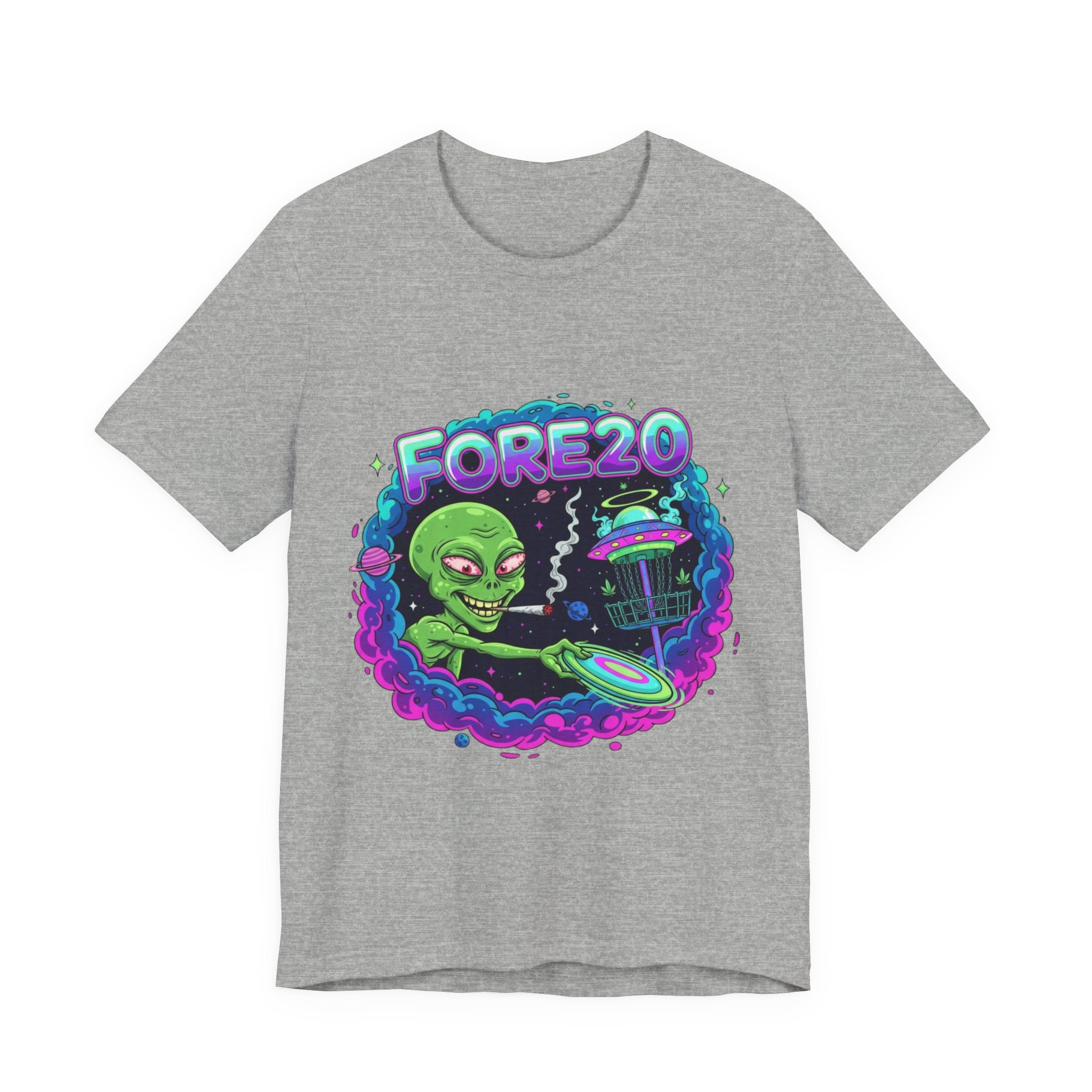 Stoner Alien Disc Golf Tee, UFO T-Shirt, Fun Casual Wear, Gift for Space Lovers, Sci-Fi Fan Apparel, Dunny 420 Frolph Shirt