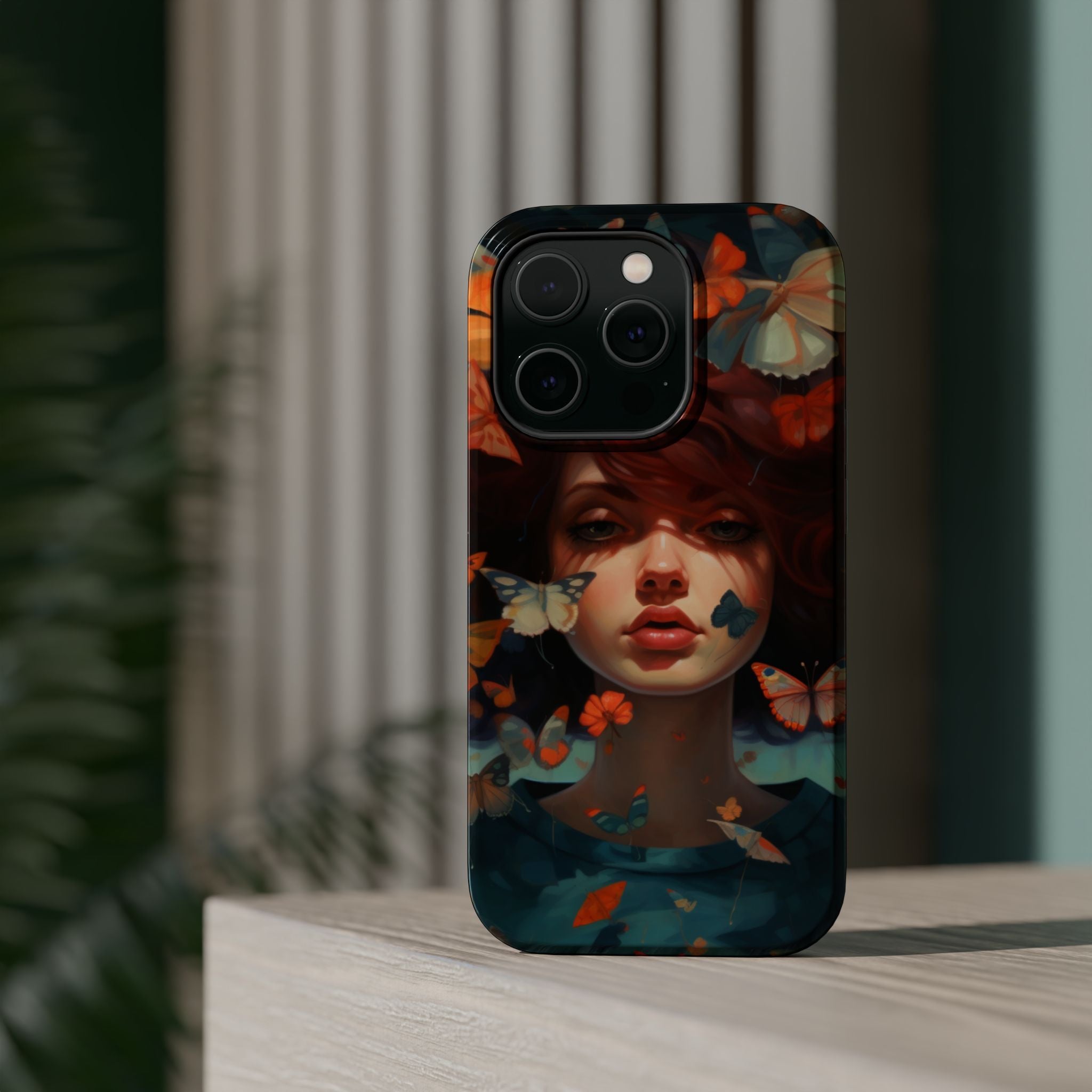 Artistic Butterfly Portrait Phone Case for iPhone & Android — Magnetic Impact-Resistant