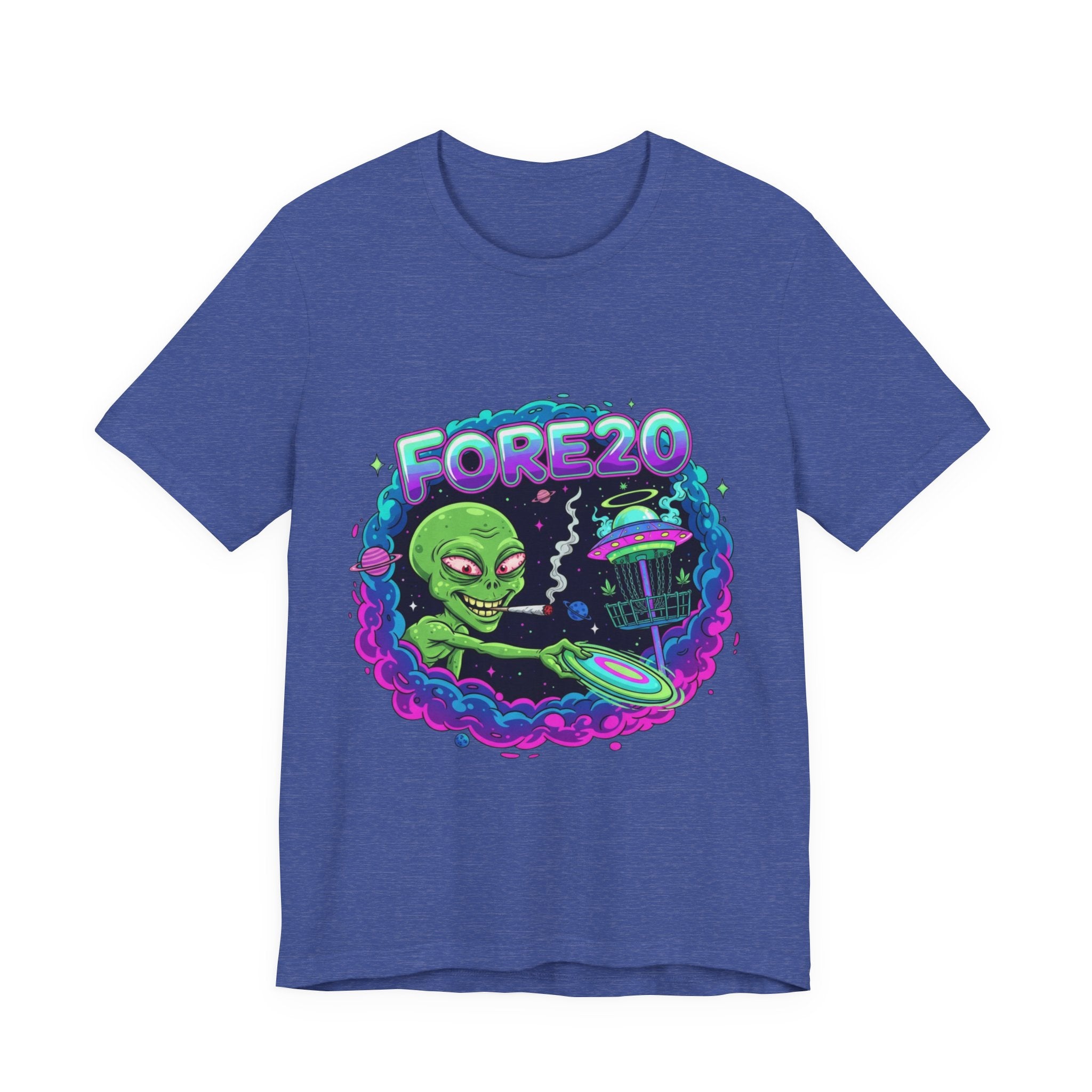 Stoner Alien Disc Golf Tee, UFO T-Shirt, Fun Casual Wear, Gift for Space Lovers, Sci-Fi Fan Apparel, Dunny 420 Frolph Shirt