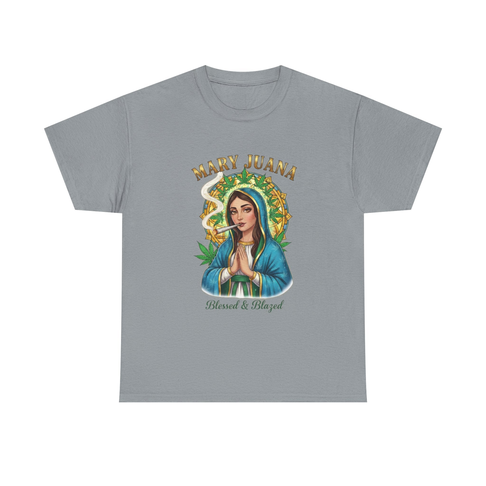 Mary Juana Virgin Mary Illustration T-Shirt | 420 Devotional Tee